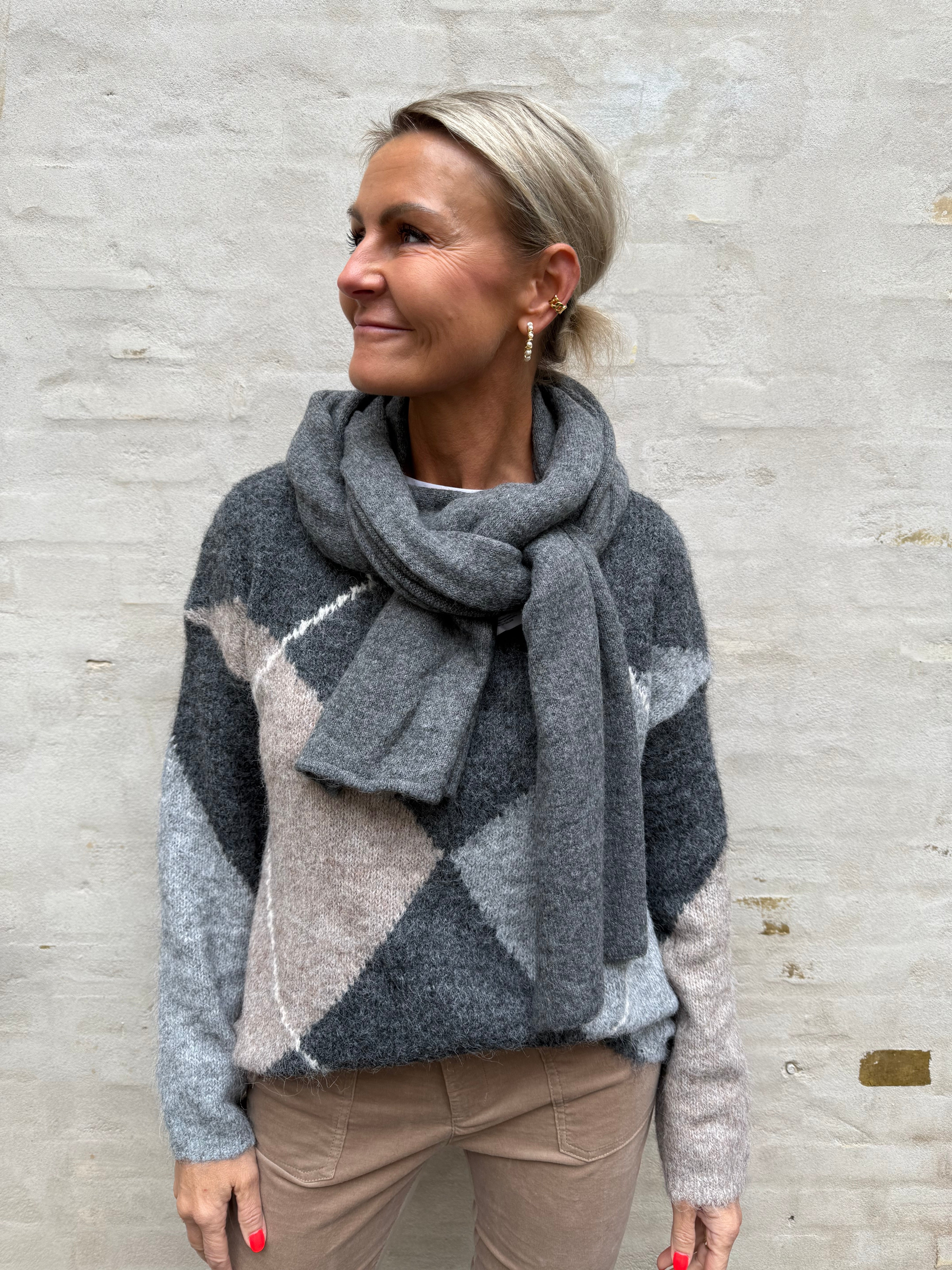 ELANORA LONG SCARF - Dark Grey Melange