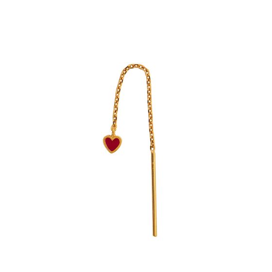 Burgundy dangling heart earring