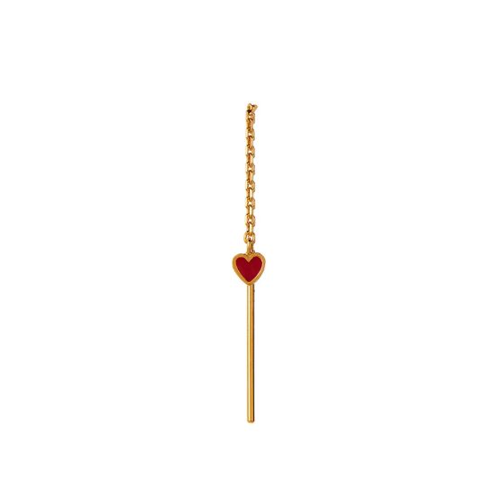 Burgundy dangling heart earring