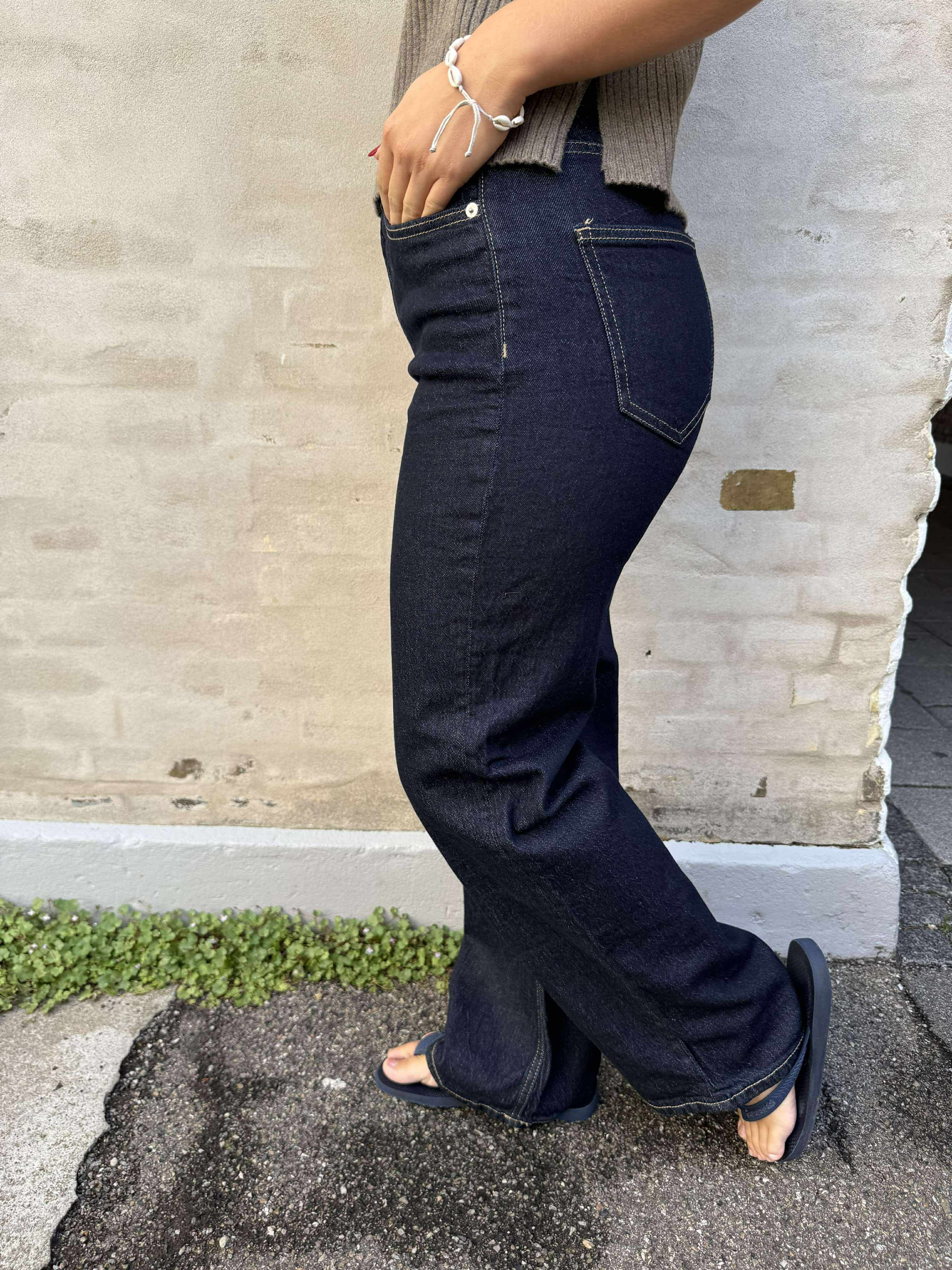 TESSA WIDE JEANS - Dark Blue Denim