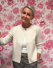 MARINA LS O-NECK CARDIGAN - Birch Melange