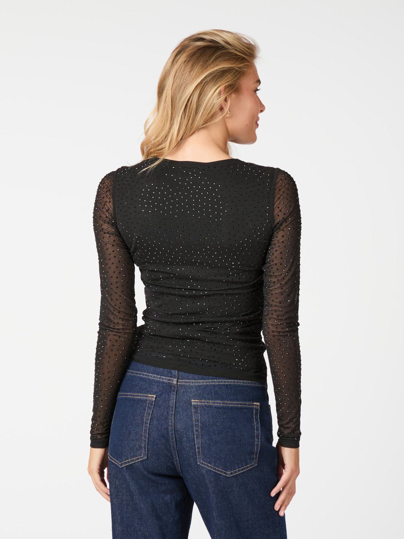 Basira stone mesh blouse black