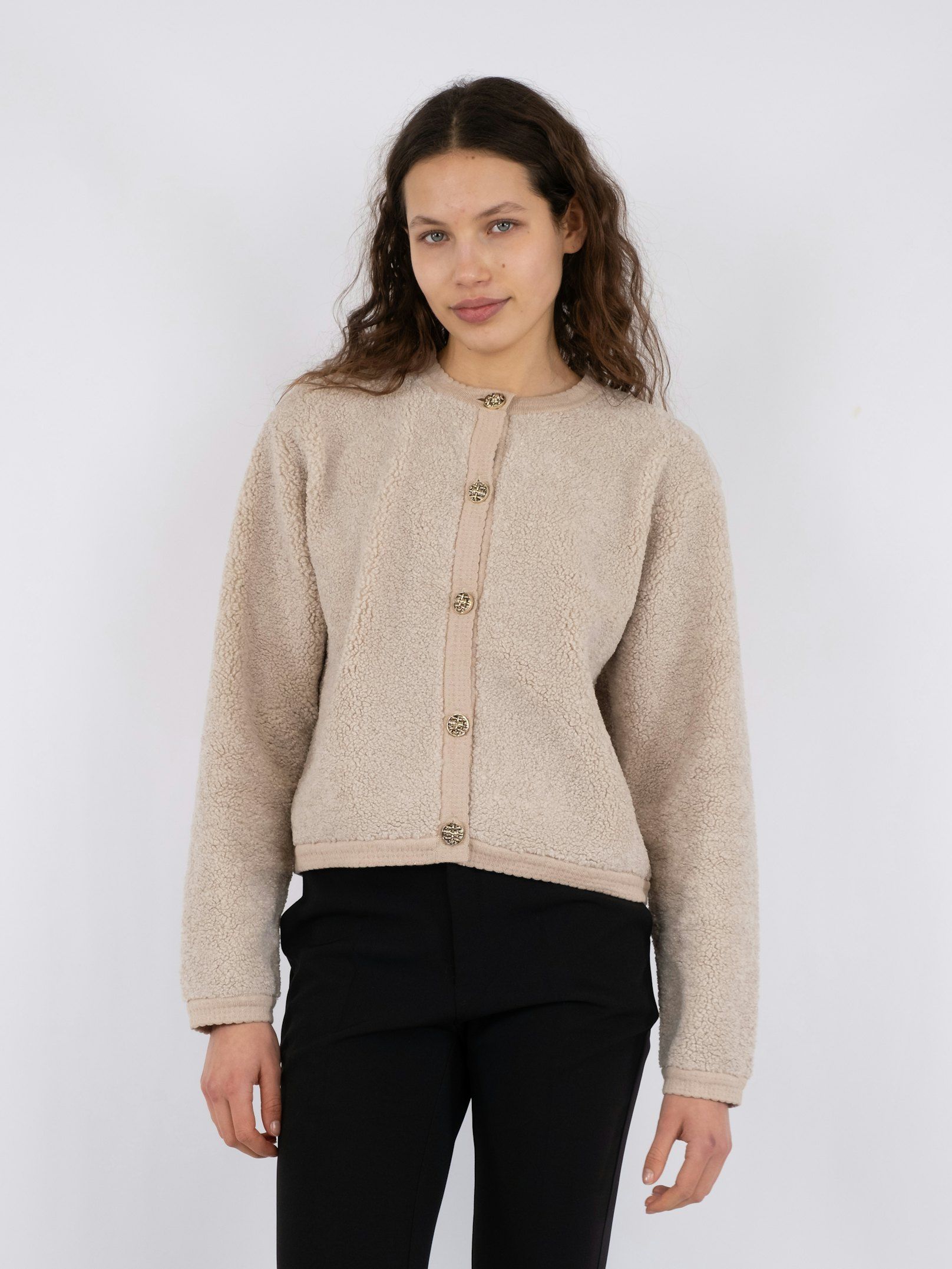 Limo fluffy knit cardigan sand