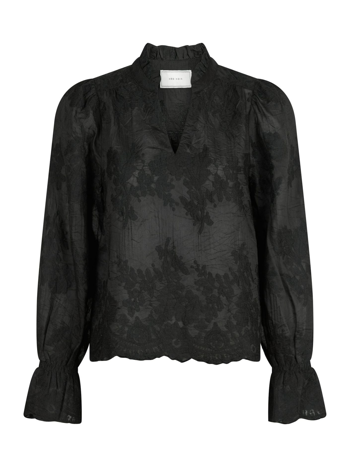 Amara big embroidery blouse black