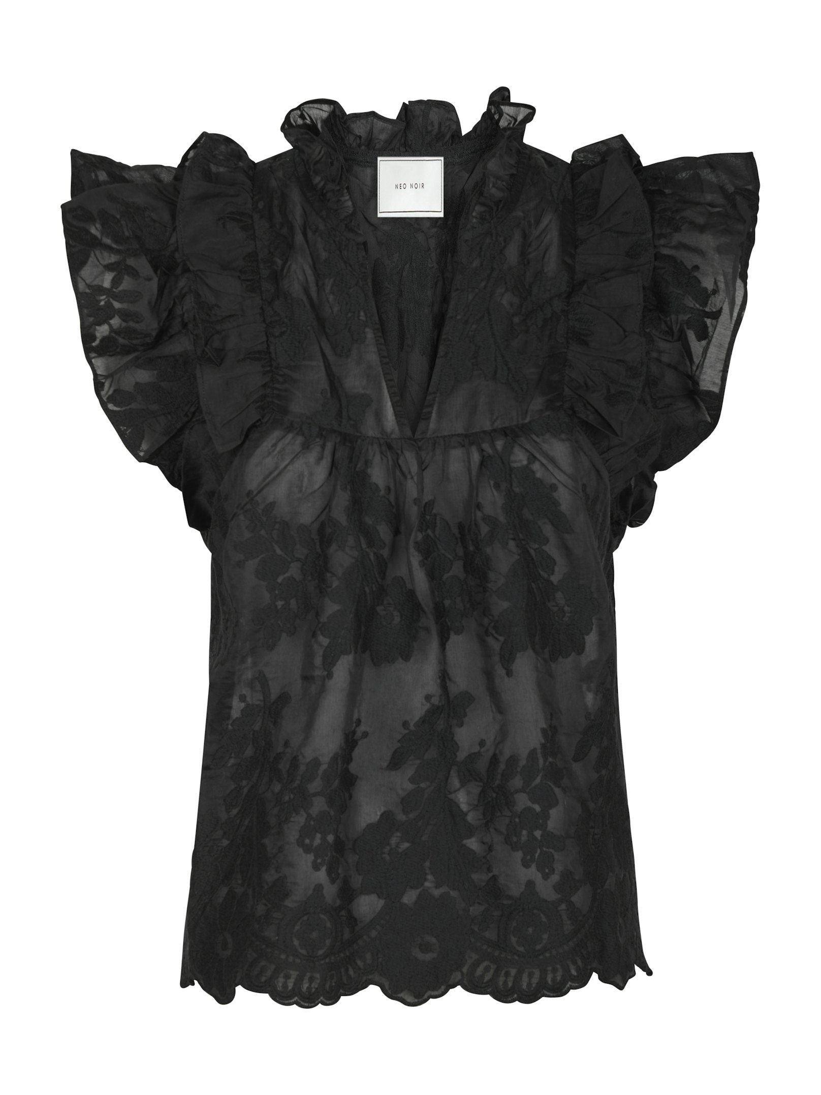 Jayla big embrodery top black