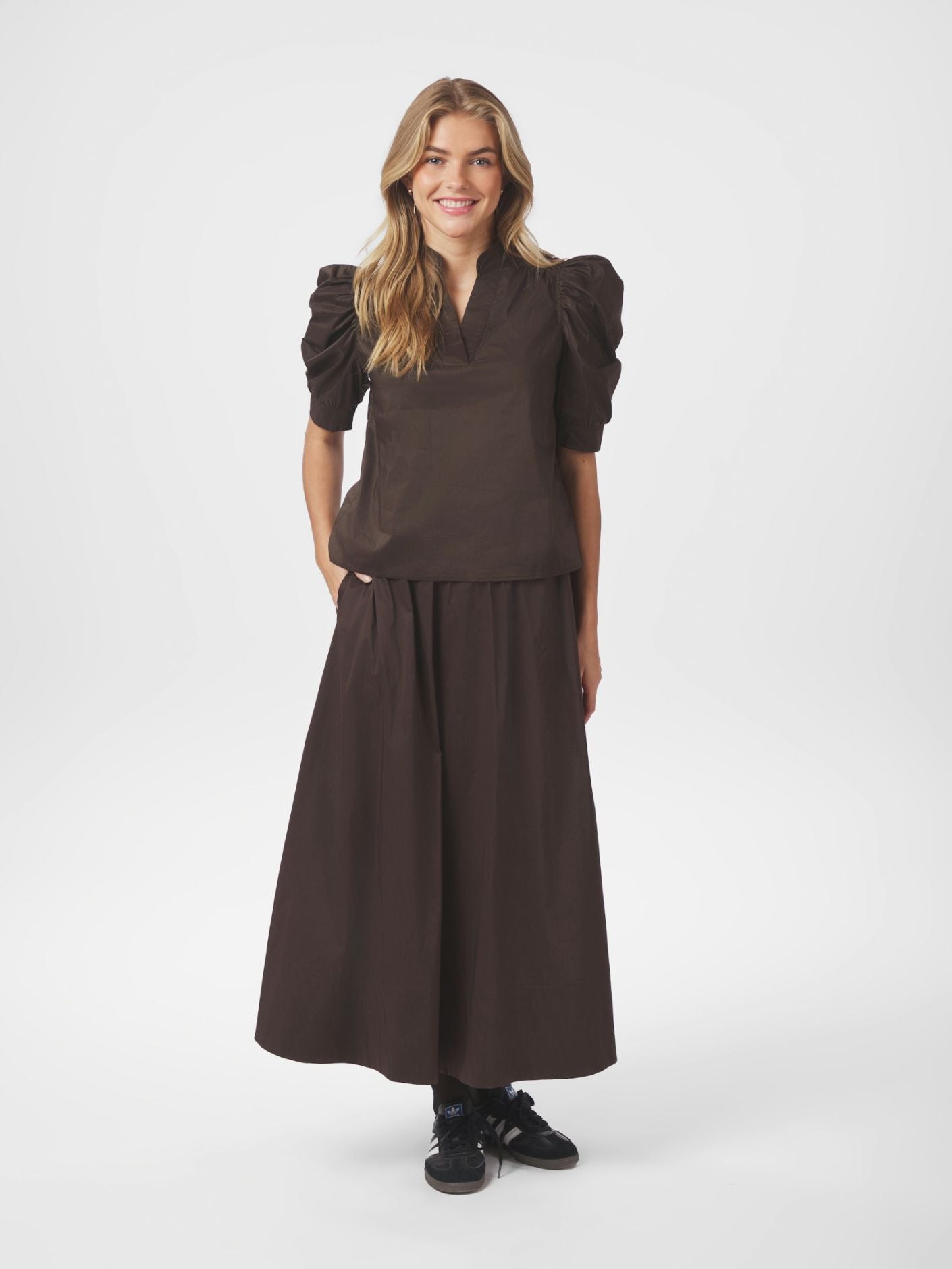Roella Poplin Blouse Chocolate brown
