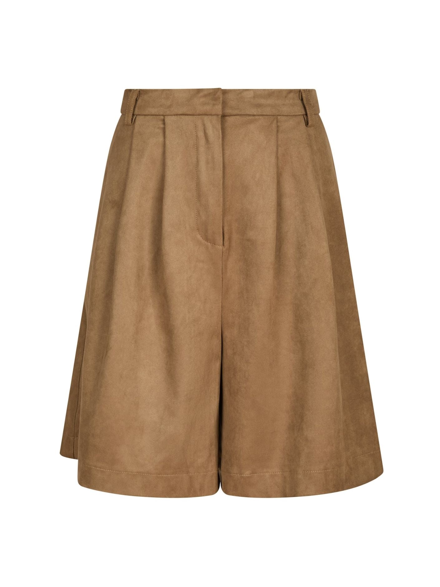 Nika faux suede bermuda shorts cognac