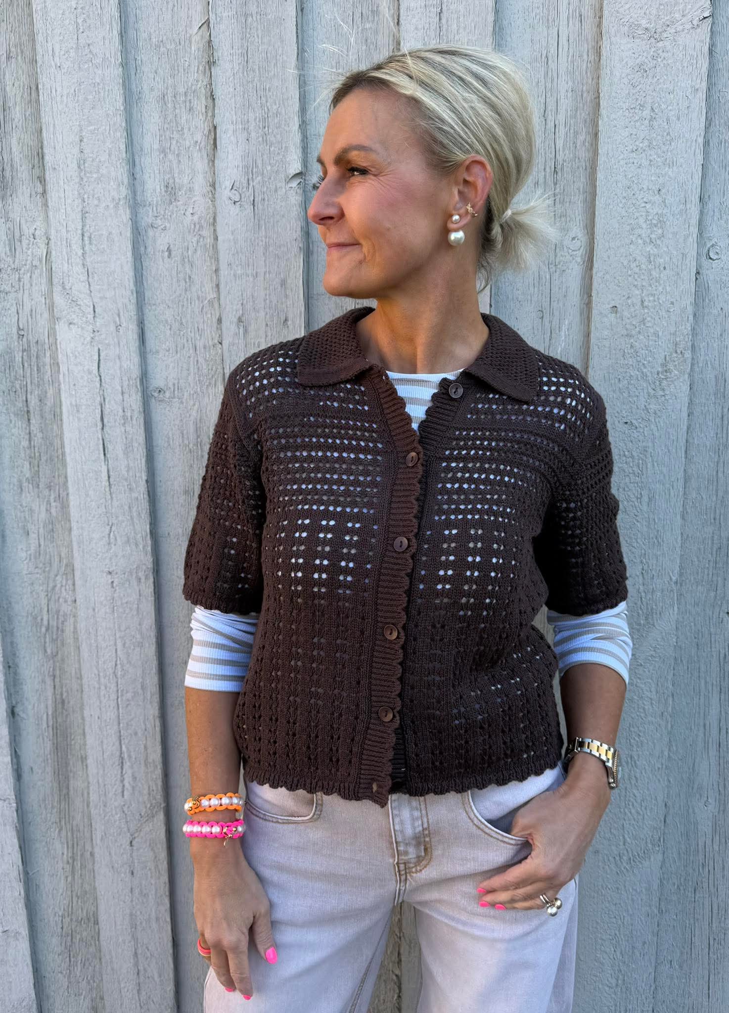 ROBIN 2/4 COLLAR CARDIGAN -  Bracken