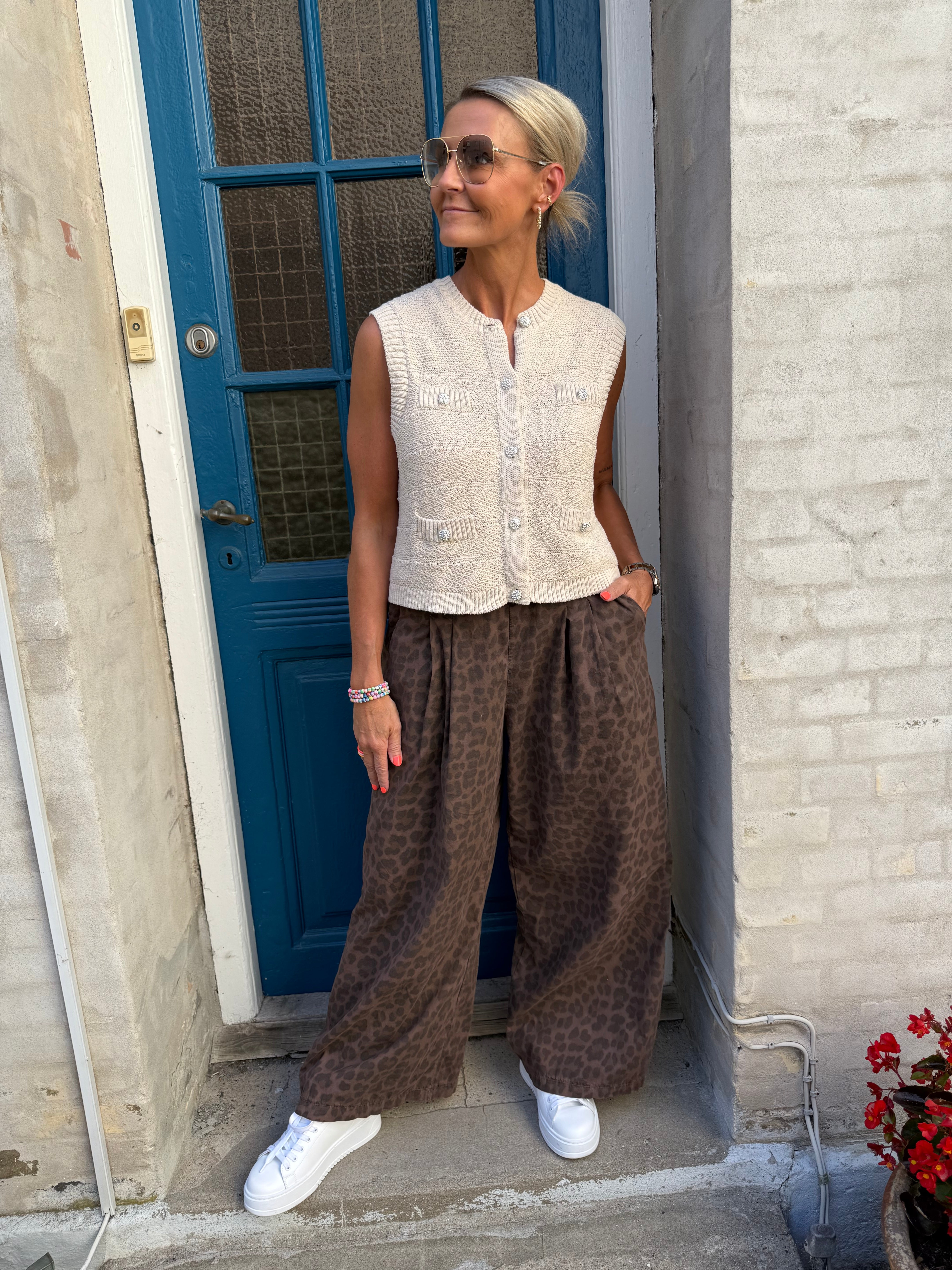 ABBIE wideleg pant - Mocca Leo
