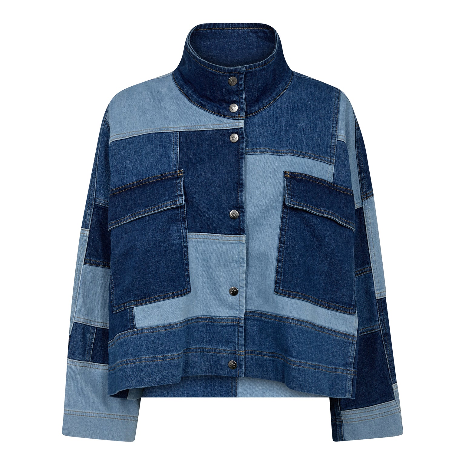 Patch denim box jacket denim blue