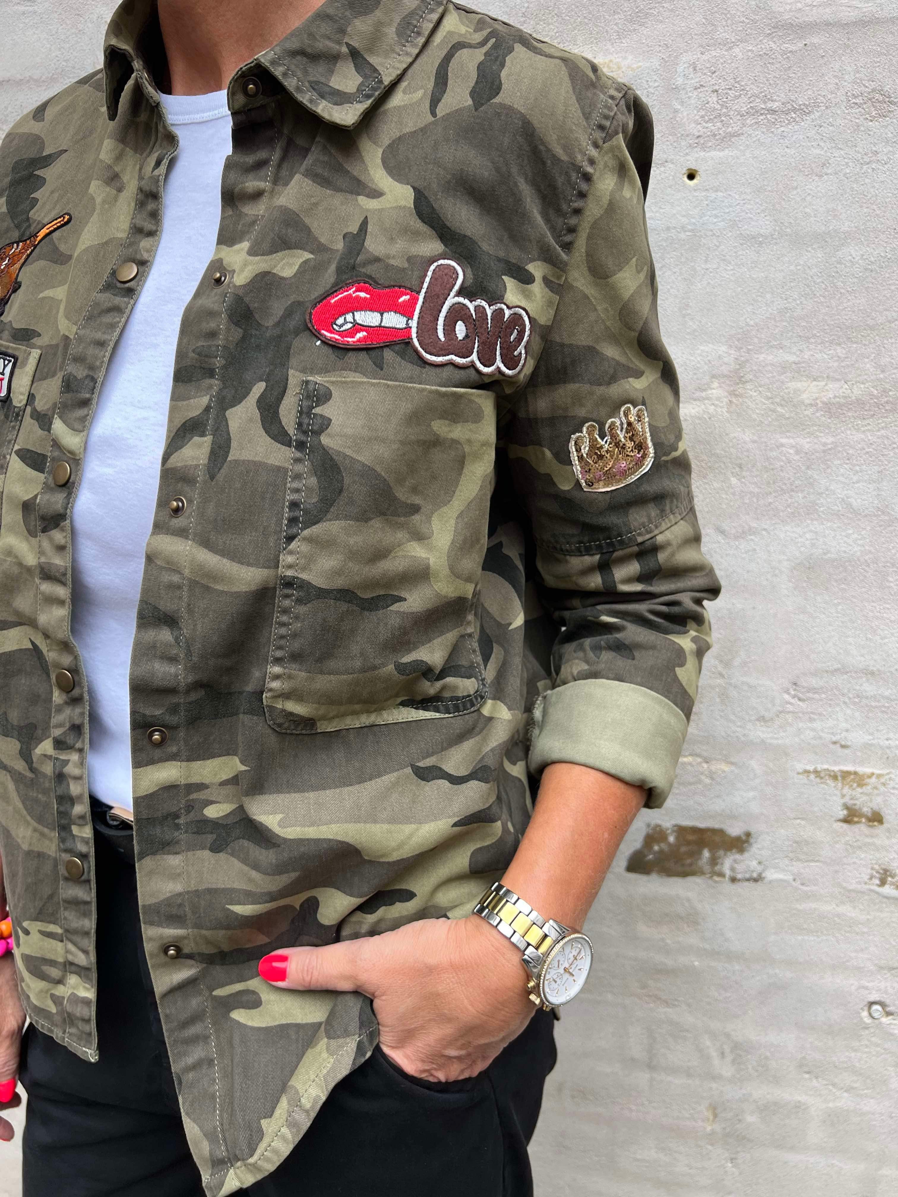 Military jacket with patches