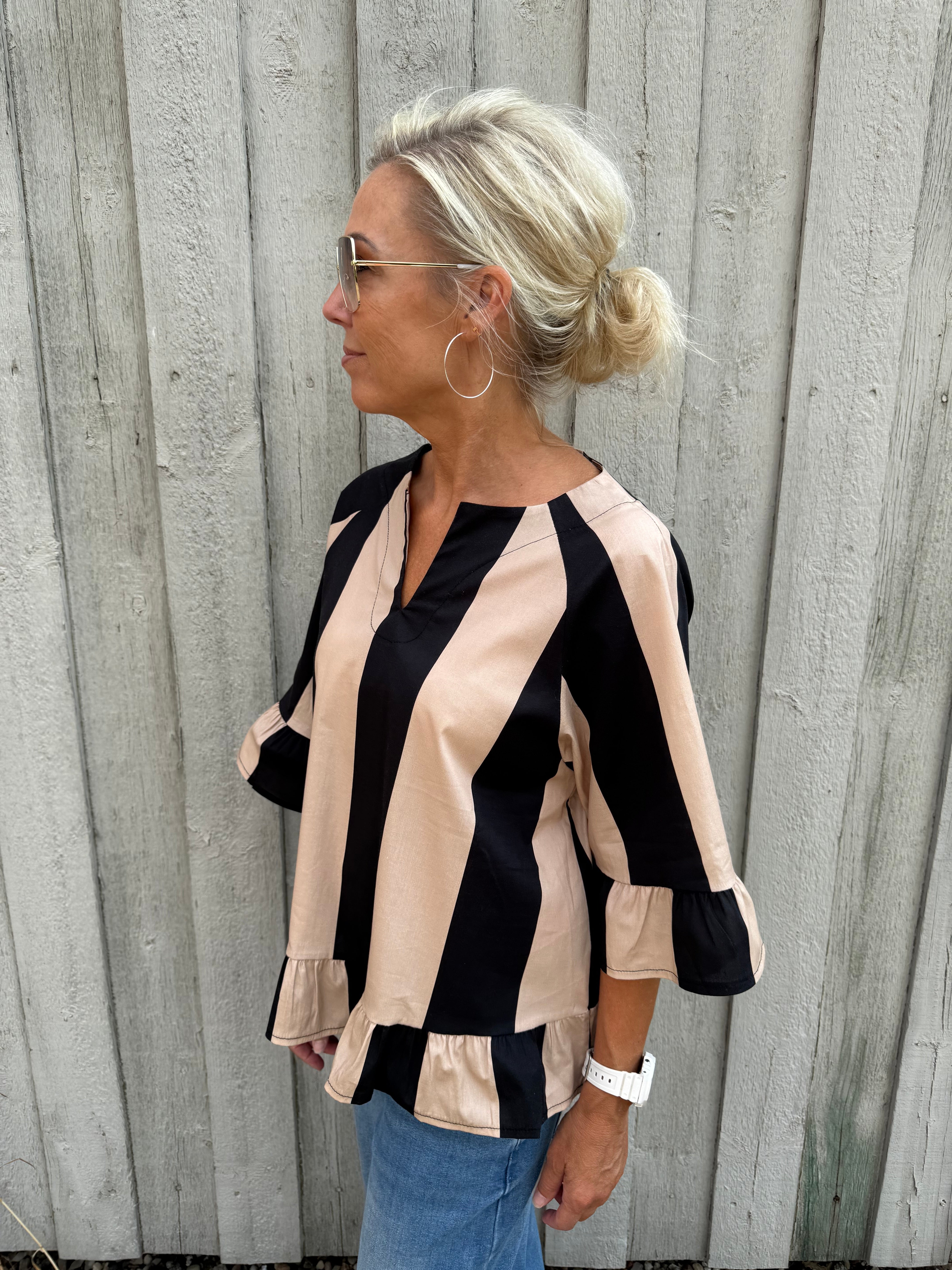 Striped Shirt - Beige/Black