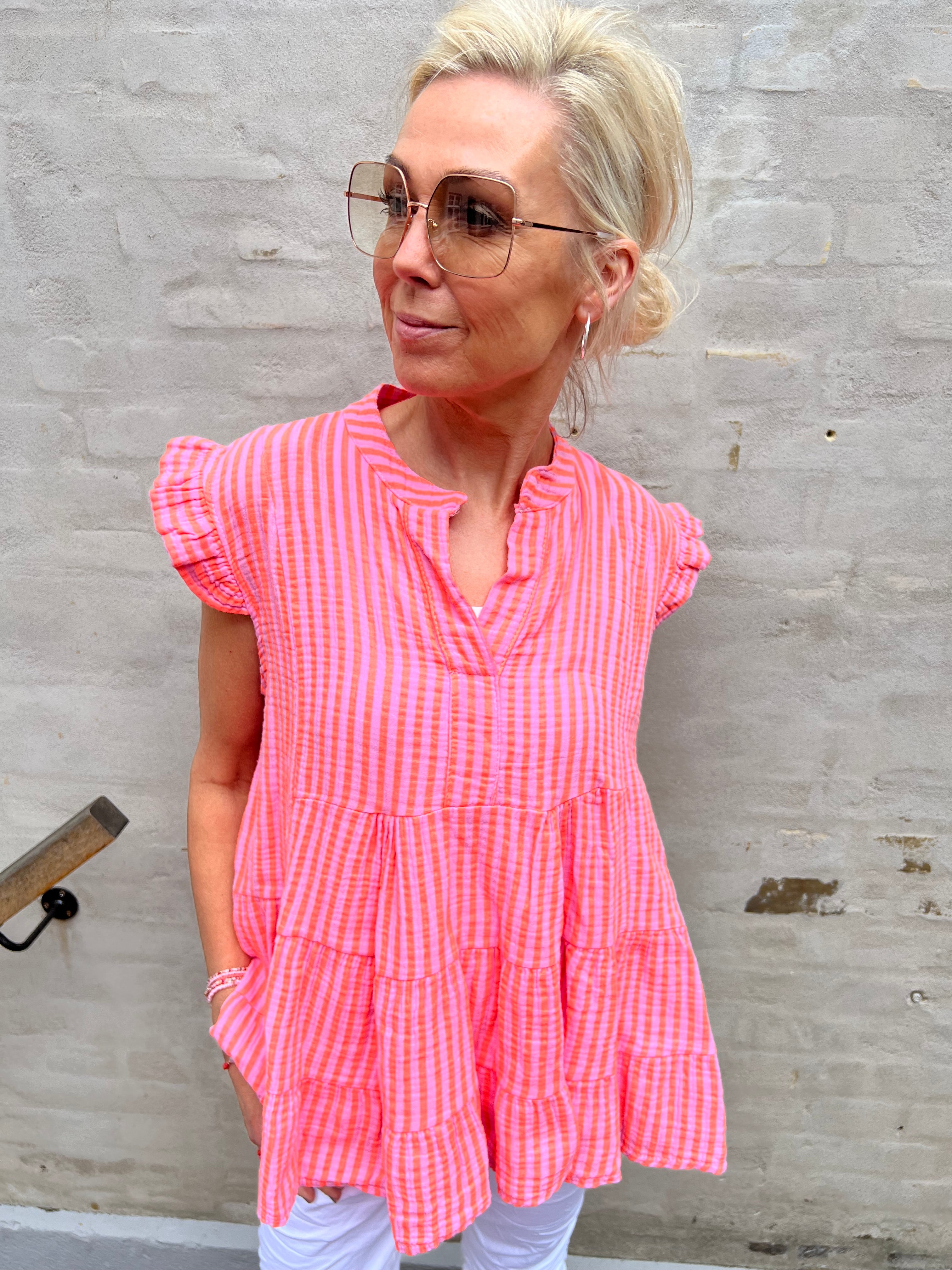 Dolly top strib orange