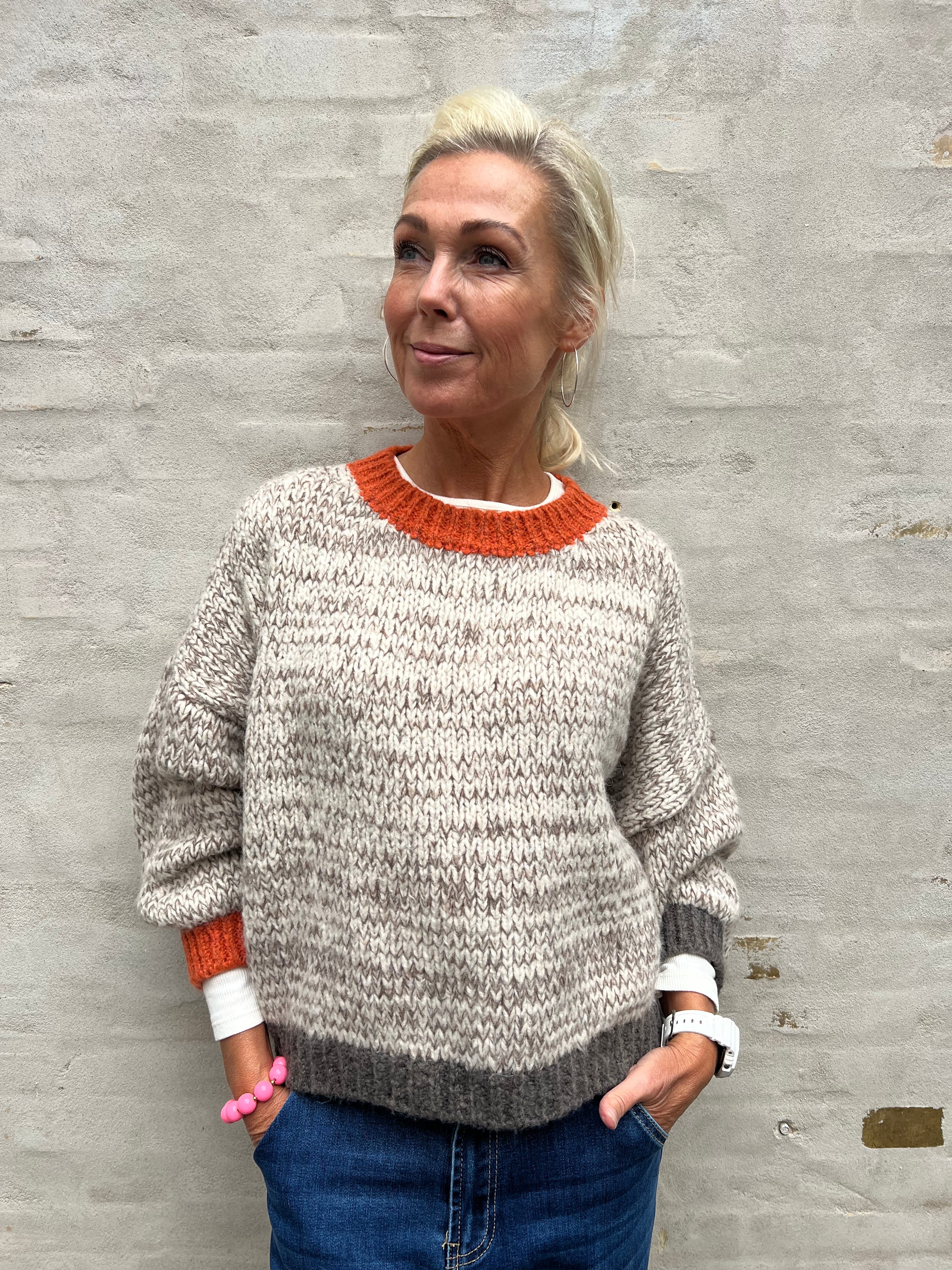 Loretta Knit - Beige/Pumpkin