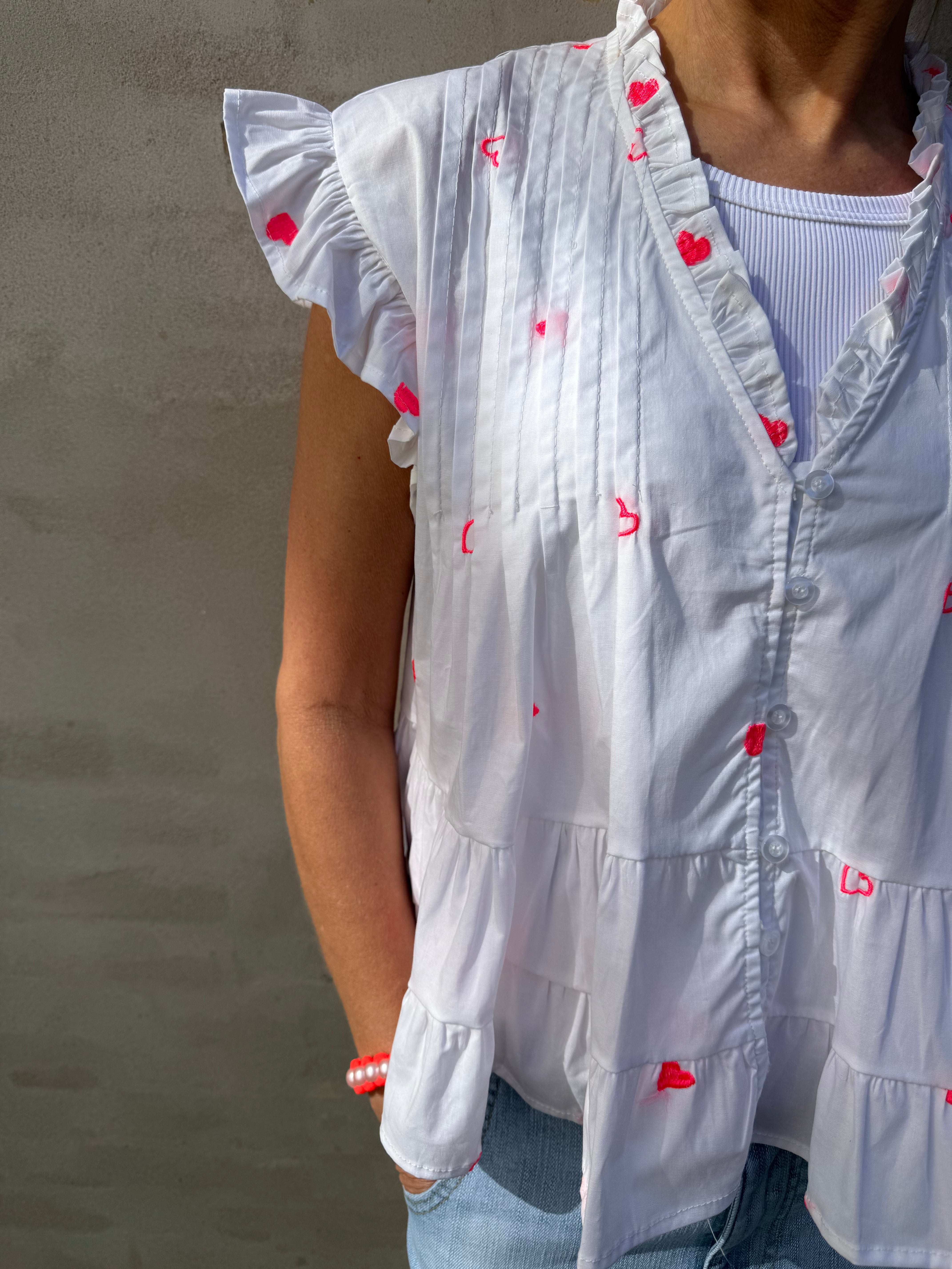 Micado Blouse - White/Fuchsia Flou