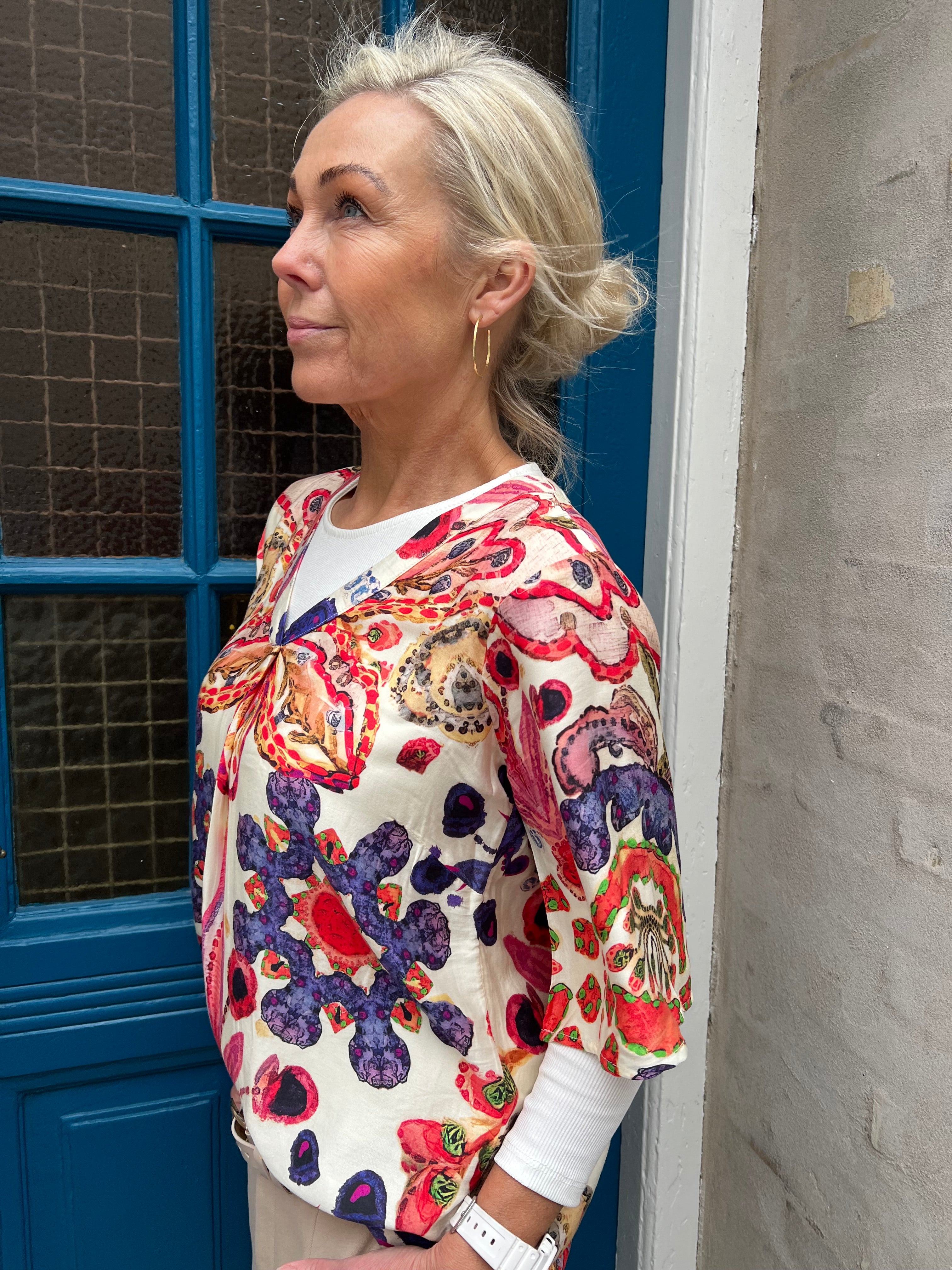 Mandy Blouse - Blue/Pink