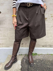 Nika Structure Shorts - Dark Brown