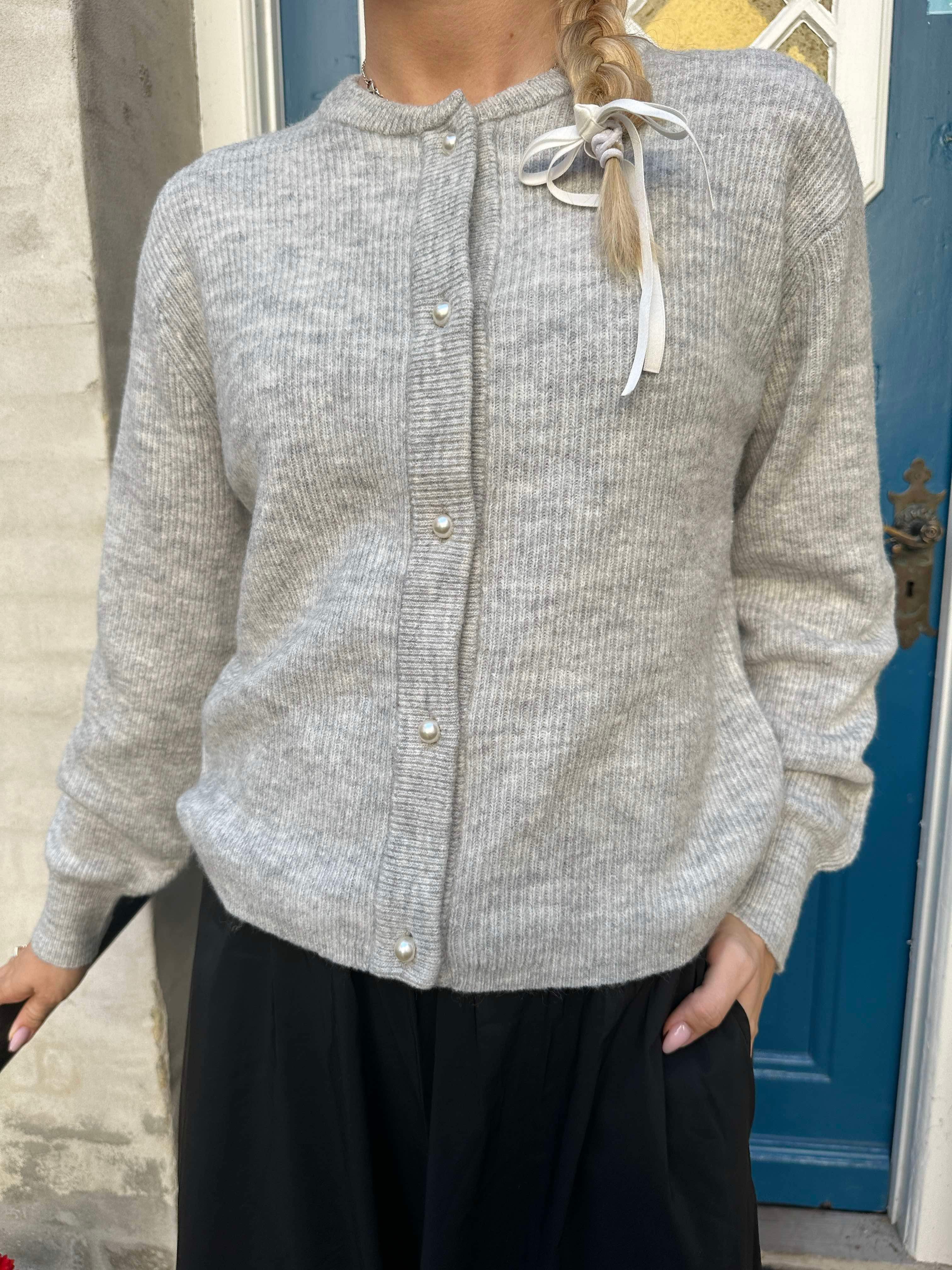 Lumi life L/S button cardigan light grey