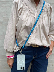 Timber phone chain sky blue