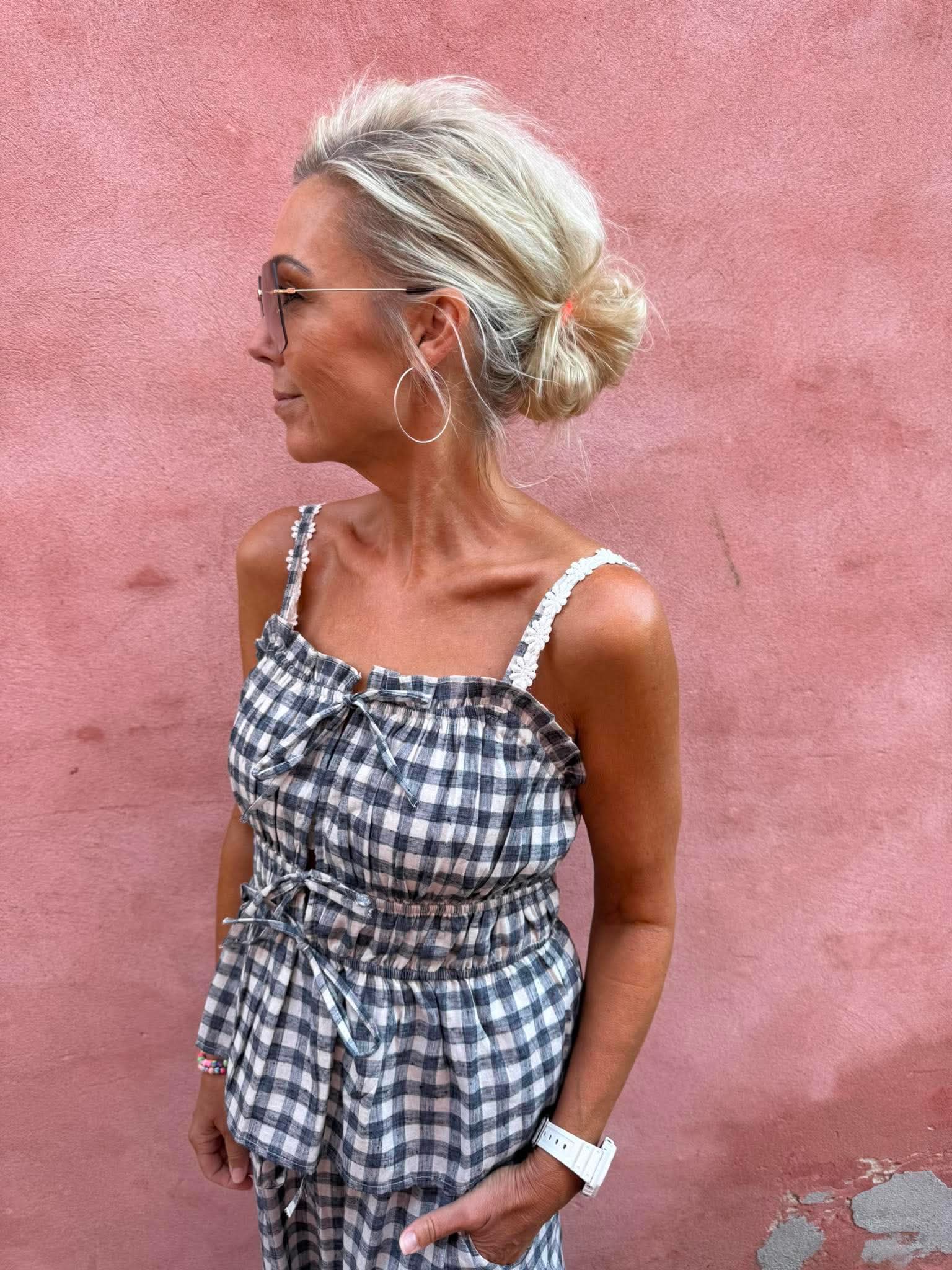 SEYLOR CHECK TOP - BLACK