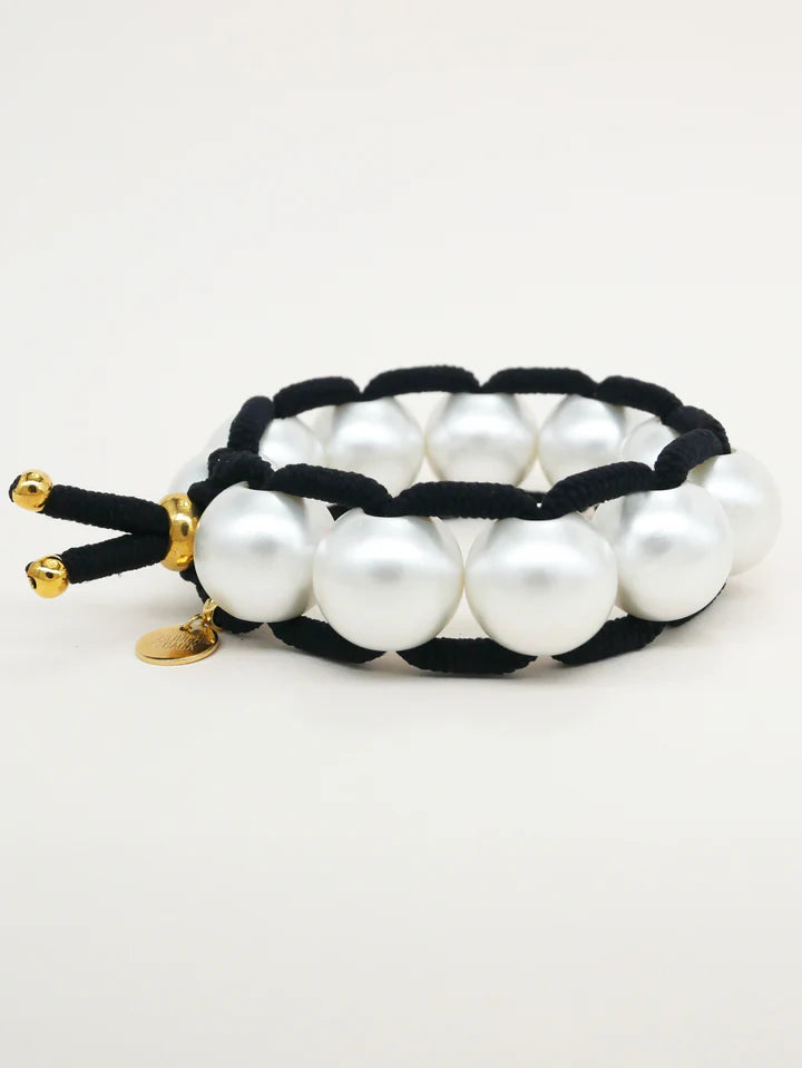 Colored Elastic & Shell Pearls BIG - Black