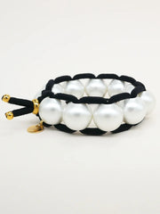 Colored Elastic & Shell Pearls BIG - Black