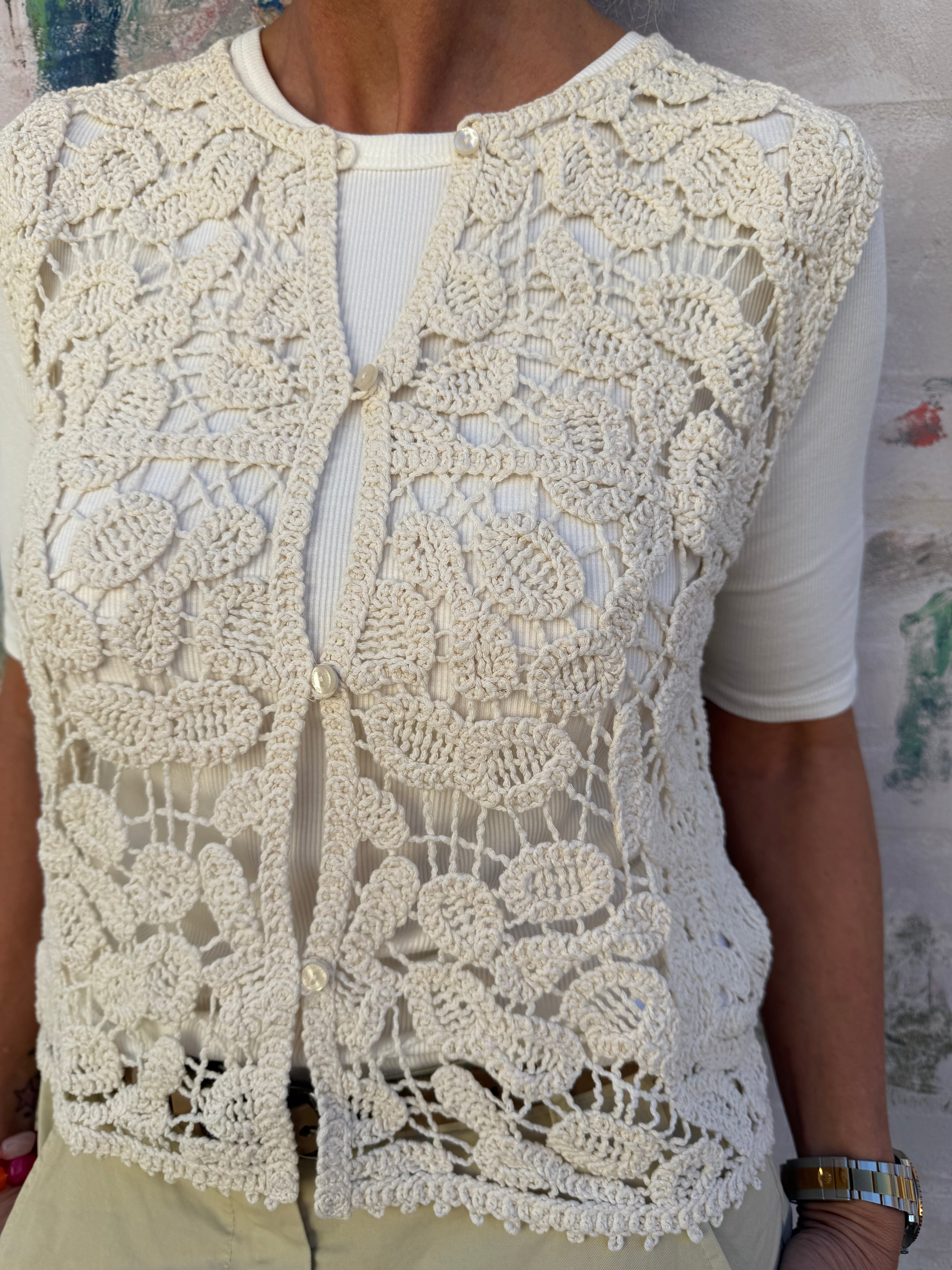 KellyCC Crochet Top - Bone