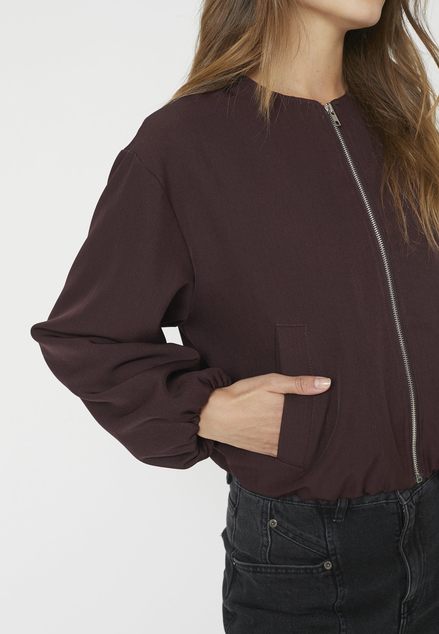 Luna Balloon Zip Jacket - Winered