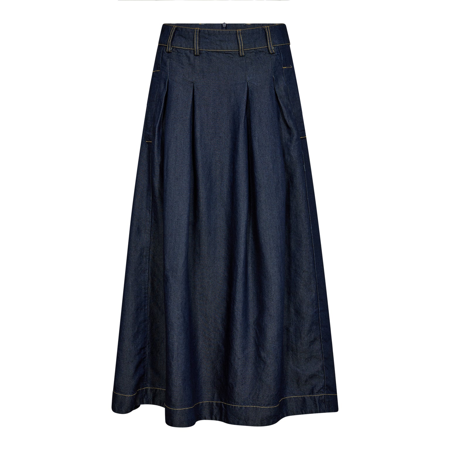Anya Denim Pleat Skirt - Dark Denim