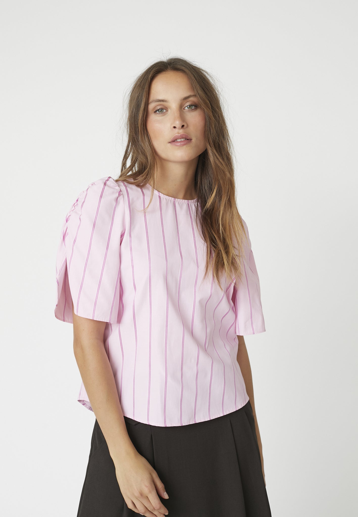 Rosalina Stripe Blouse - Pale Pink