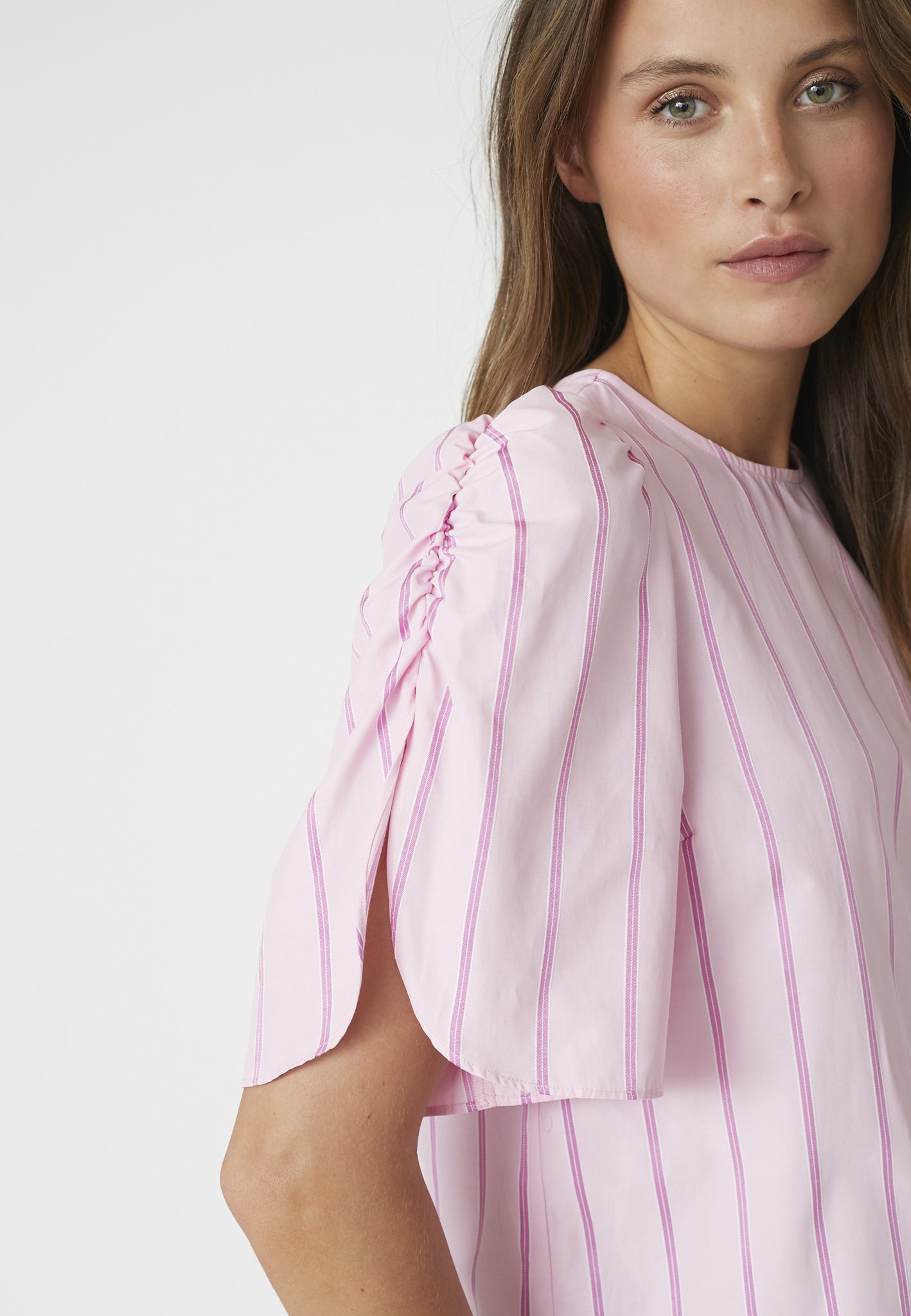 Rosalina Stripe Blouse - Pale Pink