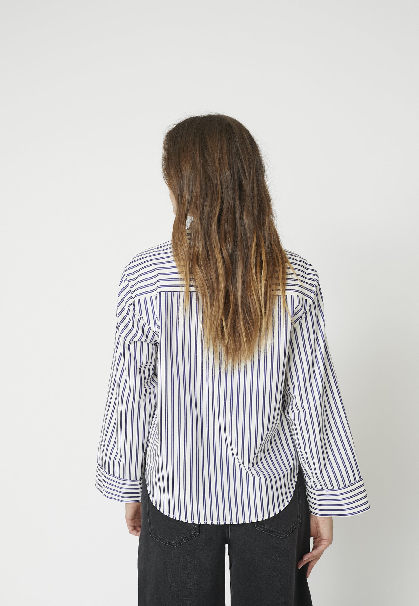 Samson Stripe Frill Shirt - Navy