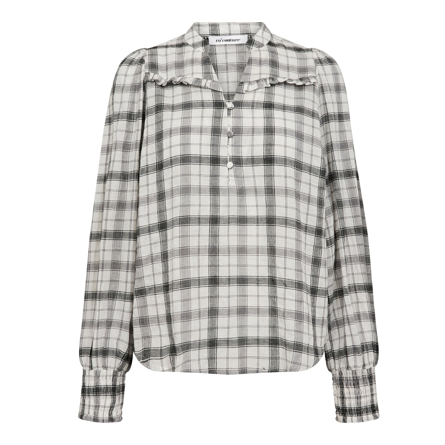 Sally Check V-Blouse - Off White