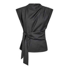 Saga Pleat Top - Mid Grey