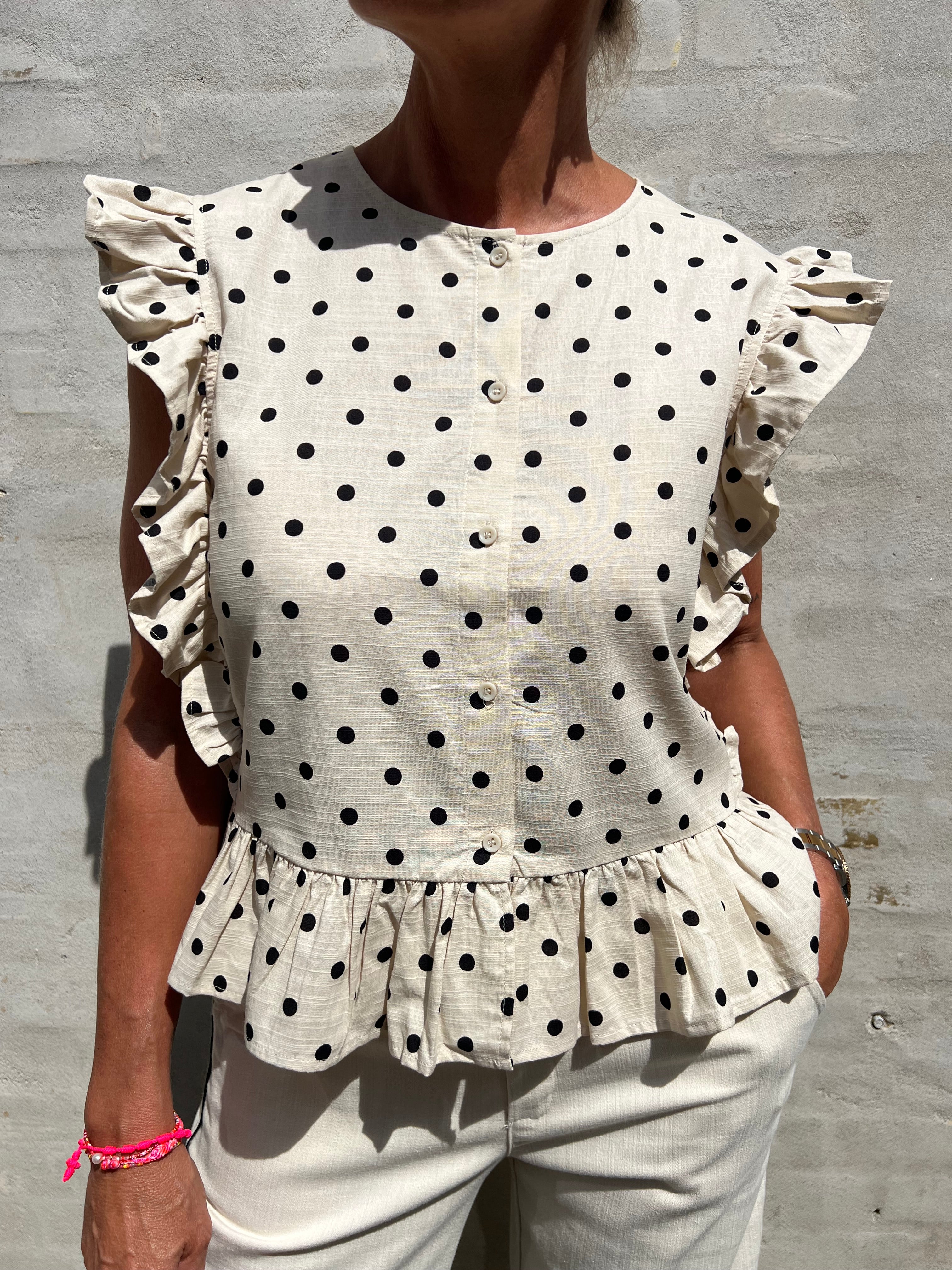 Hama Cilie re top sandshell/black dots