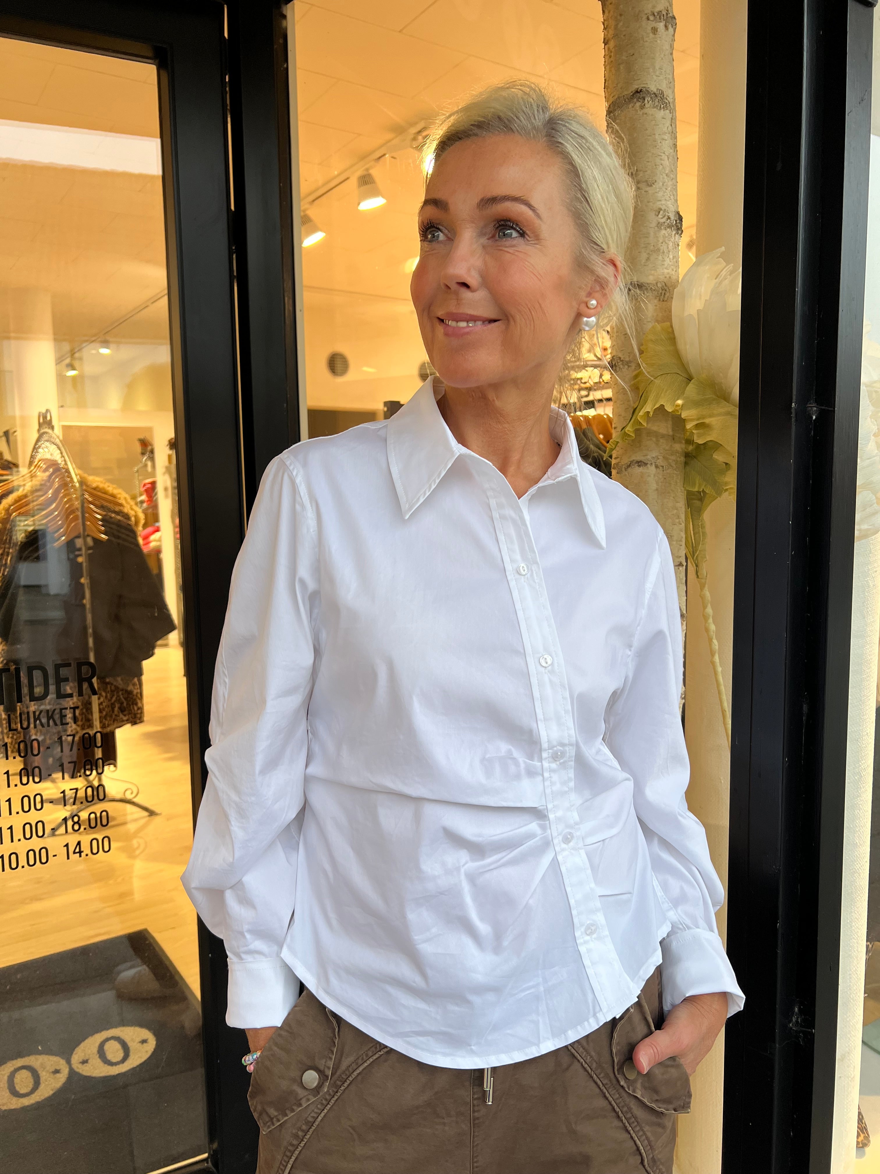 SannaCC Asym Placket Shirt - White