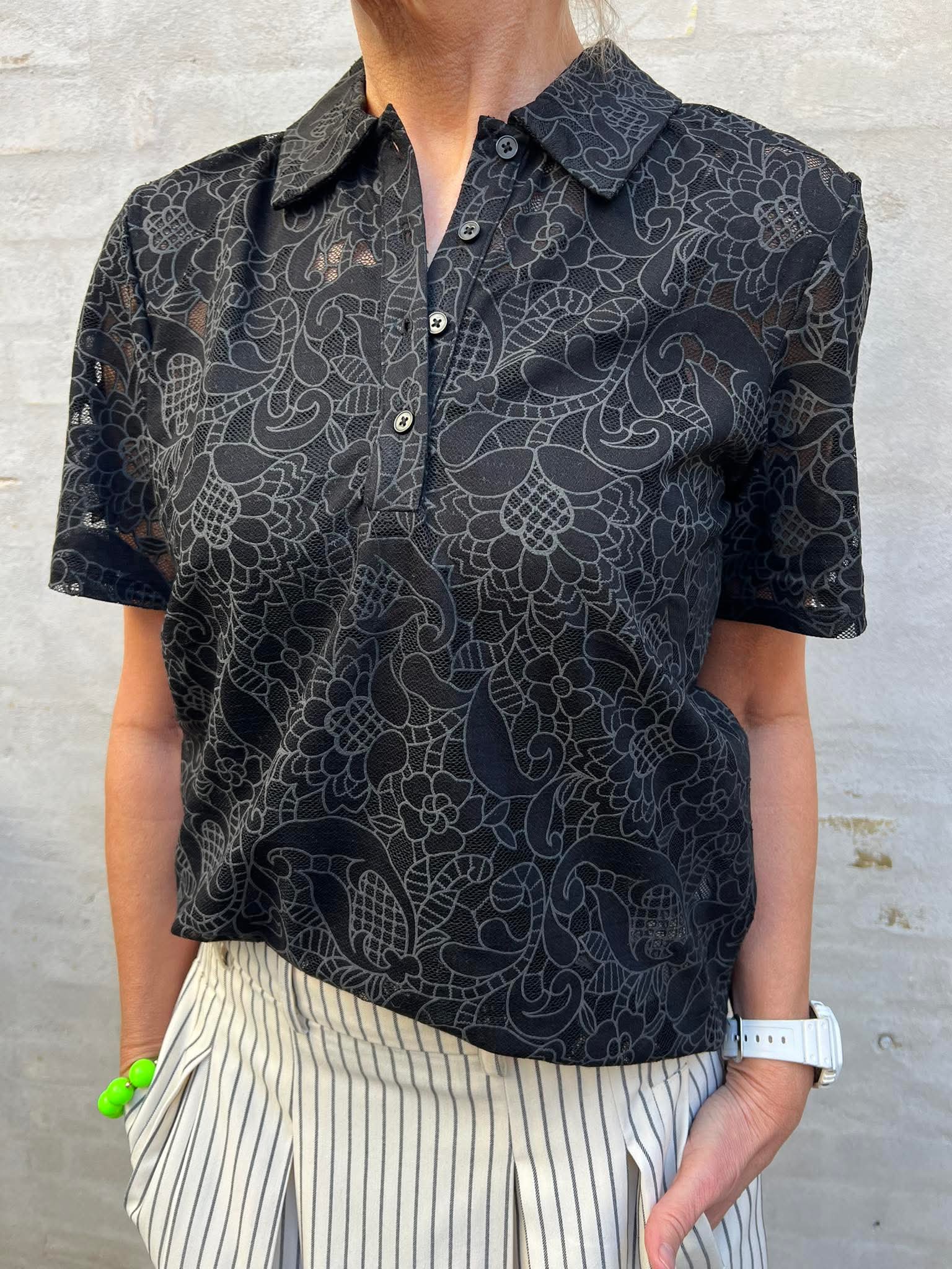 BIANCA POLO TOP - Svart