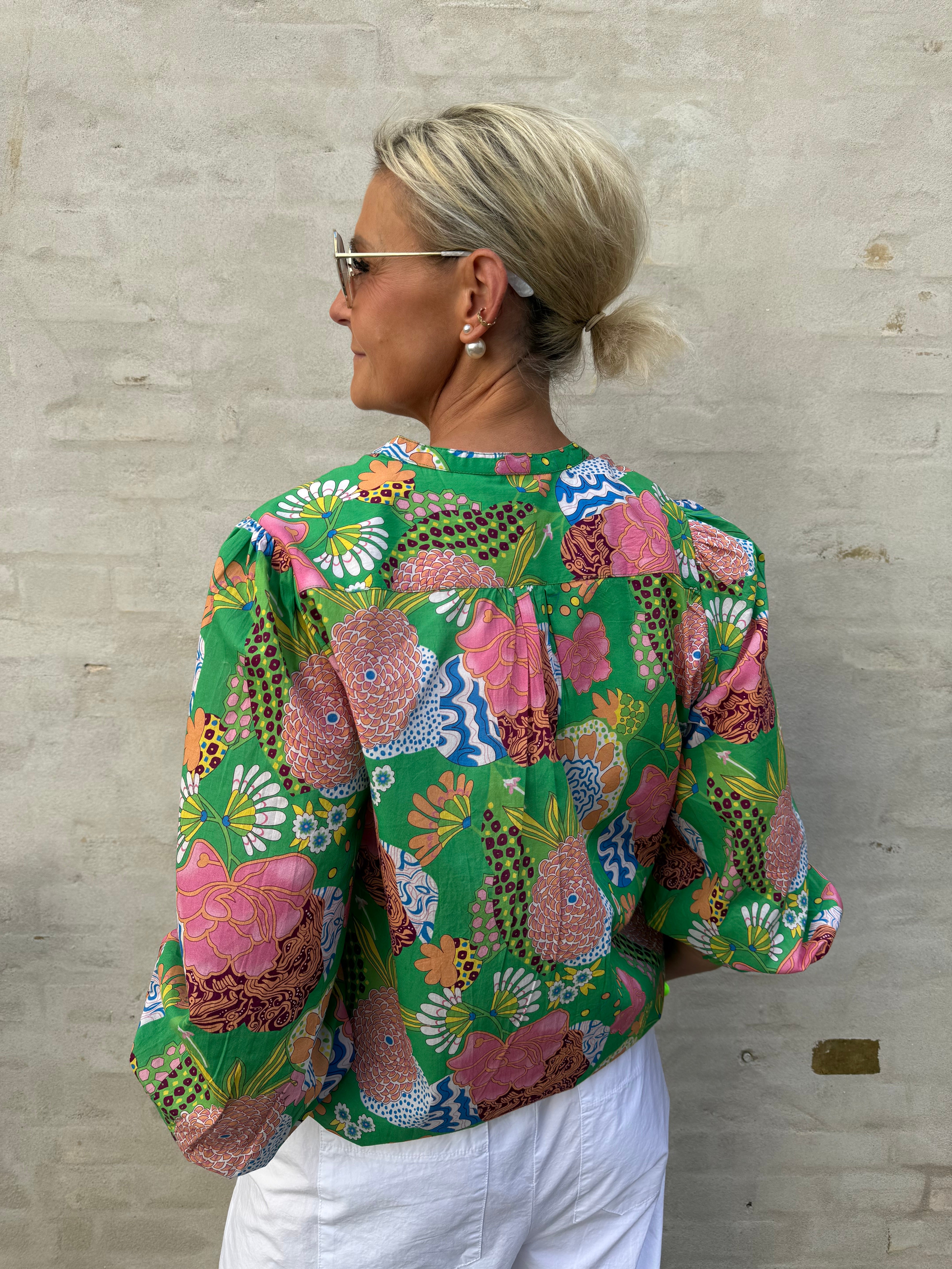 Capri Blouse - Green Print
