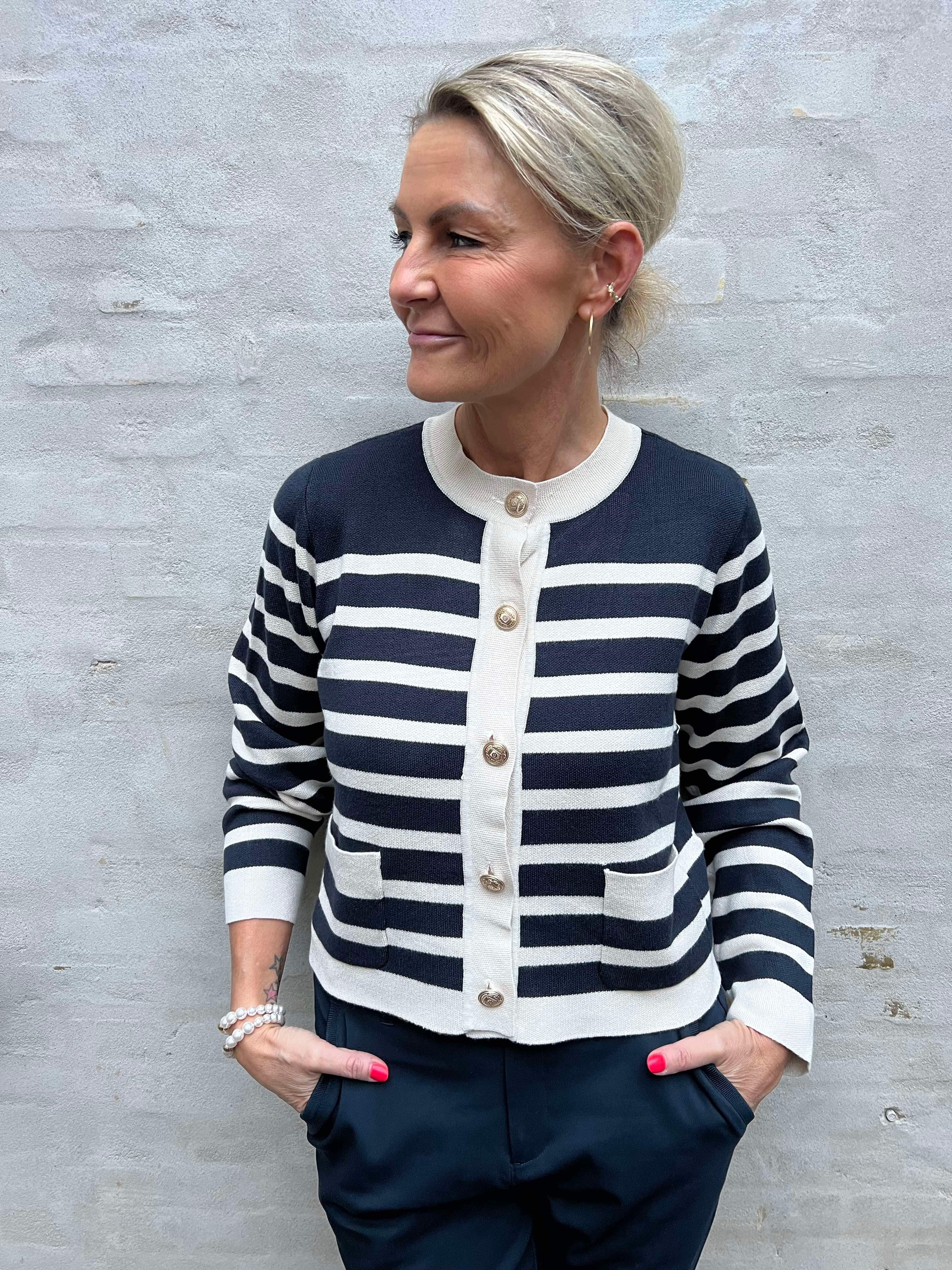 Aio Annemarie cardigan dress blues/whitecap stripes