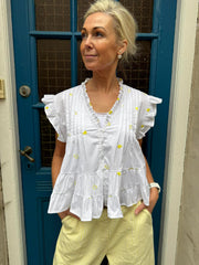 Micado Blouse - White/Yellow