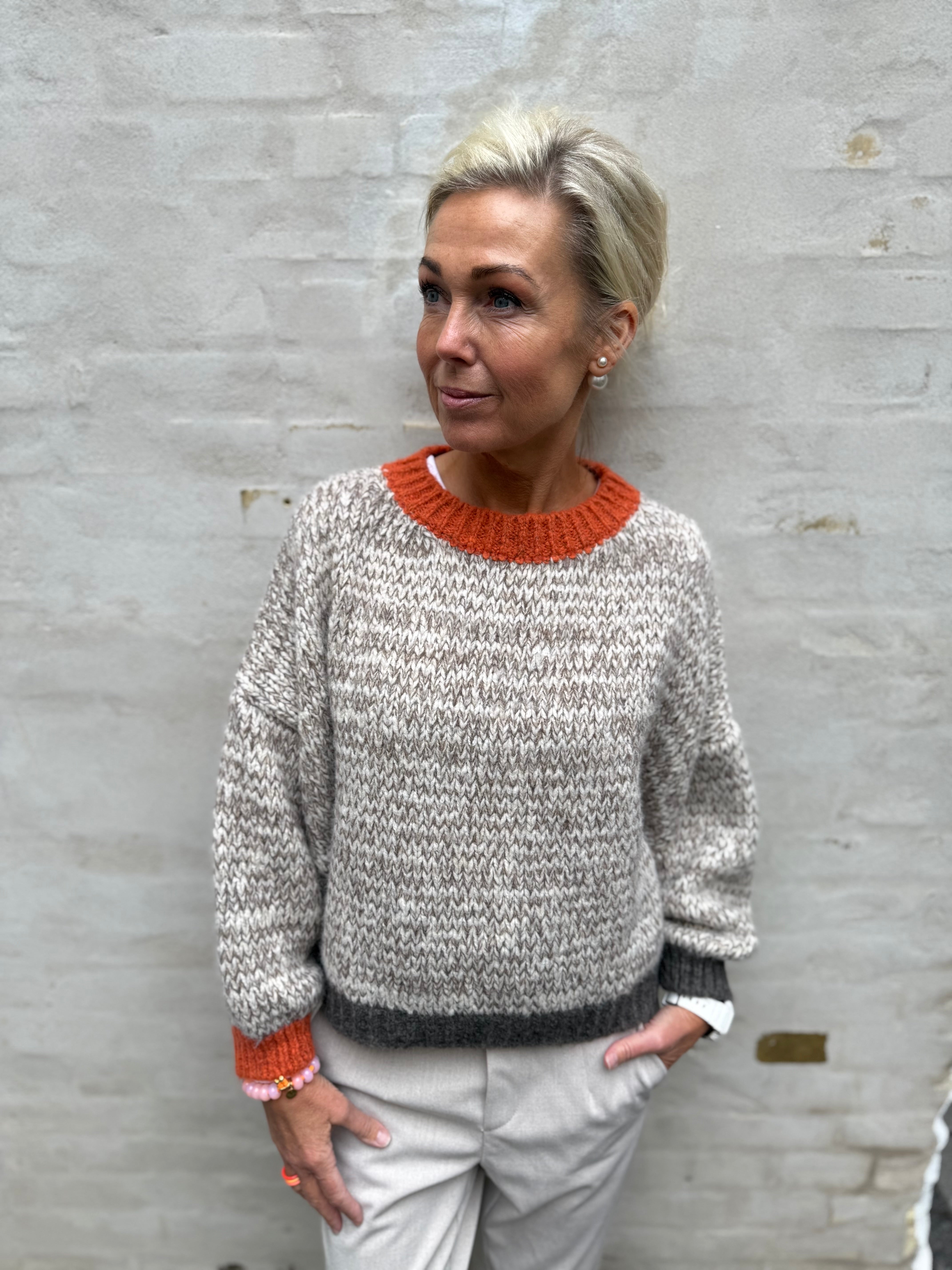 Loretta Knit - Beige/Pumpkin