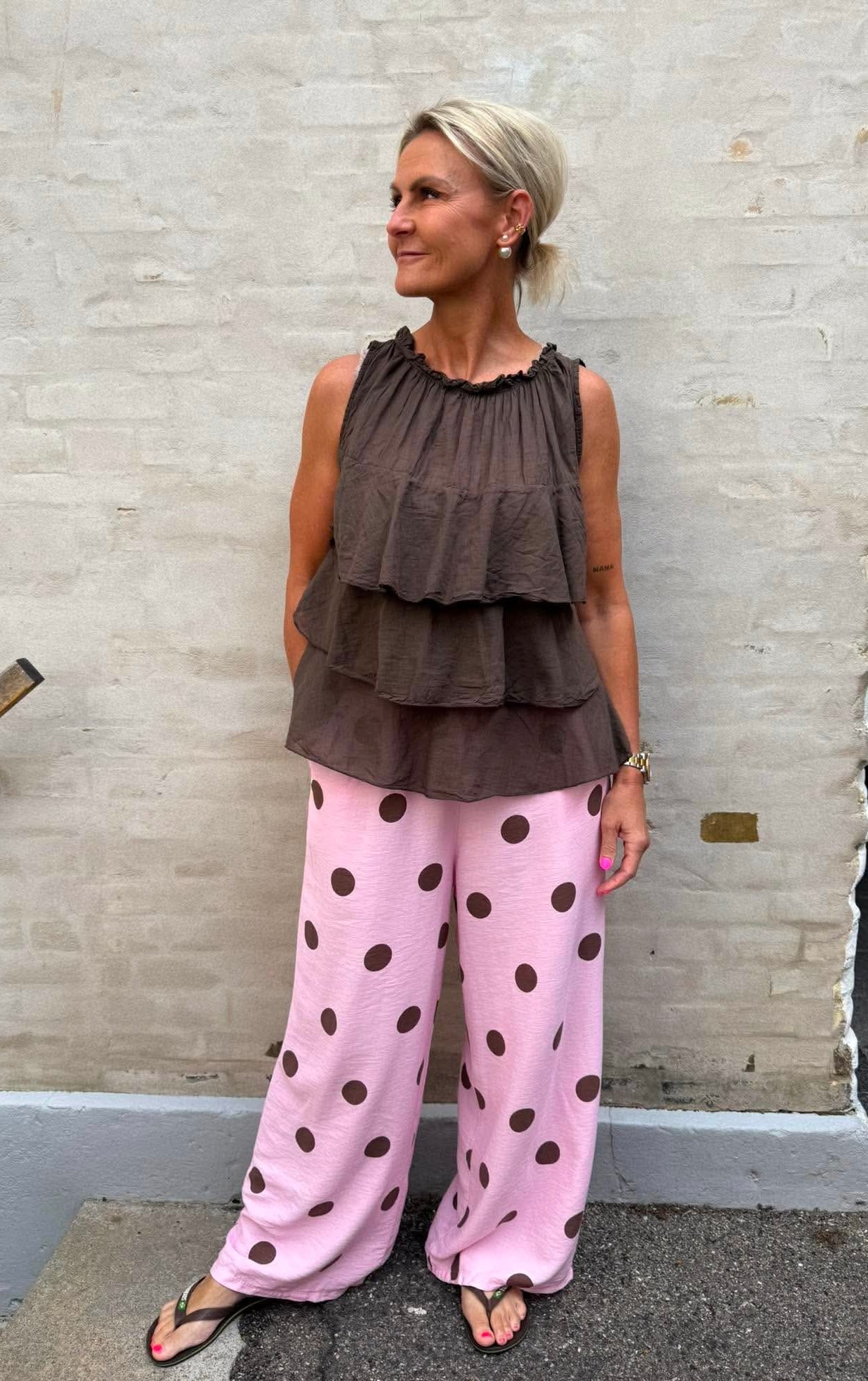 Ruffle Top - Dakr Brown