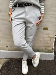 Lisa SLIM Pant - Light Grey Melange