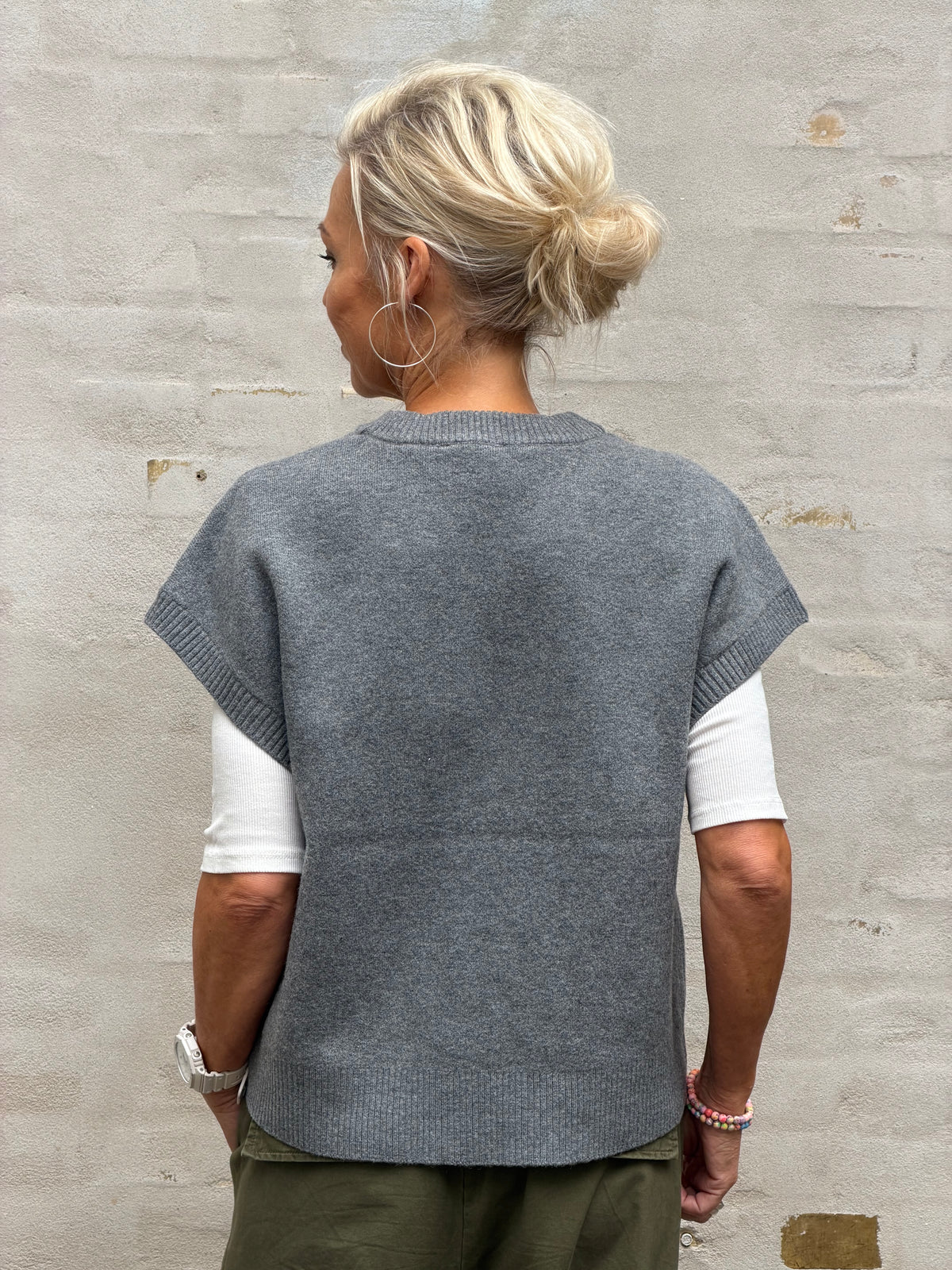 ITONE S/L LO KNIT VEST - Medium Grey Melange