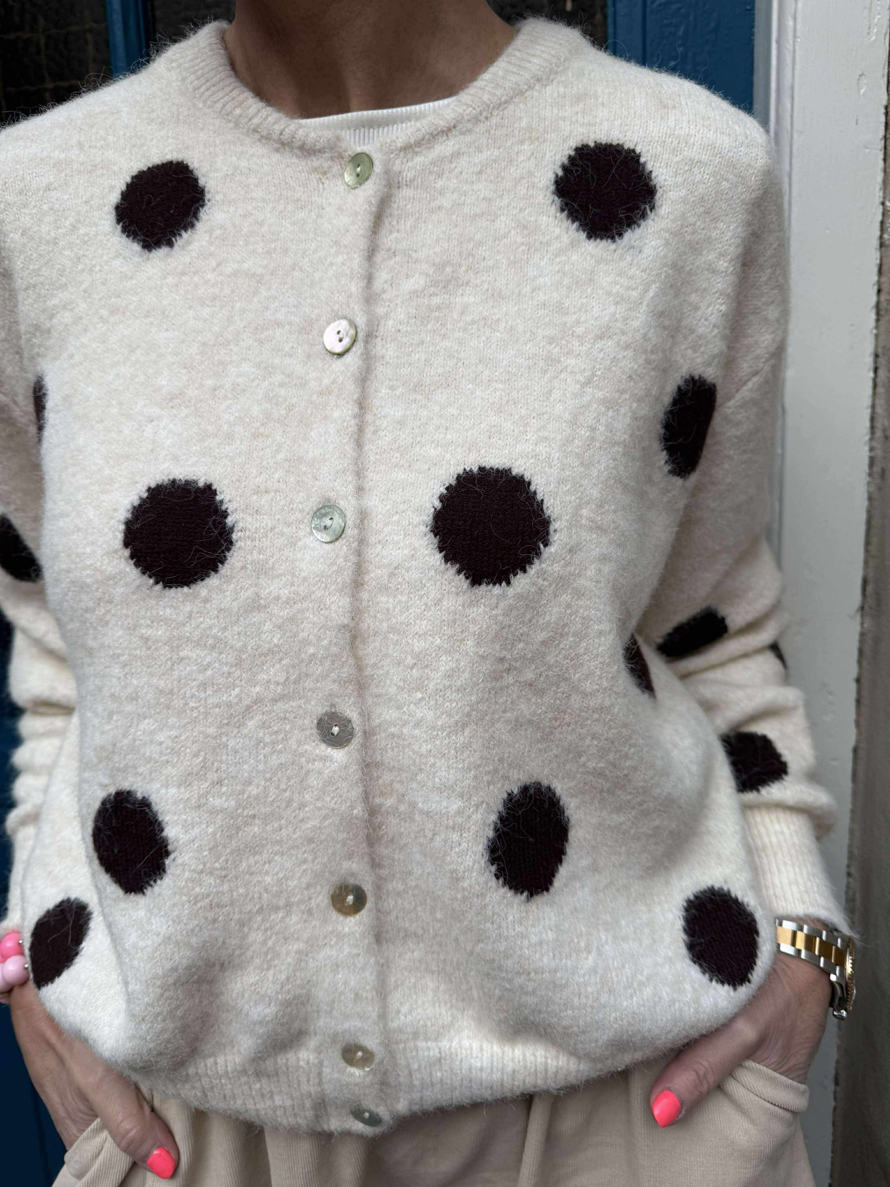 Elvie Dot Cardigan -  Beige Dot