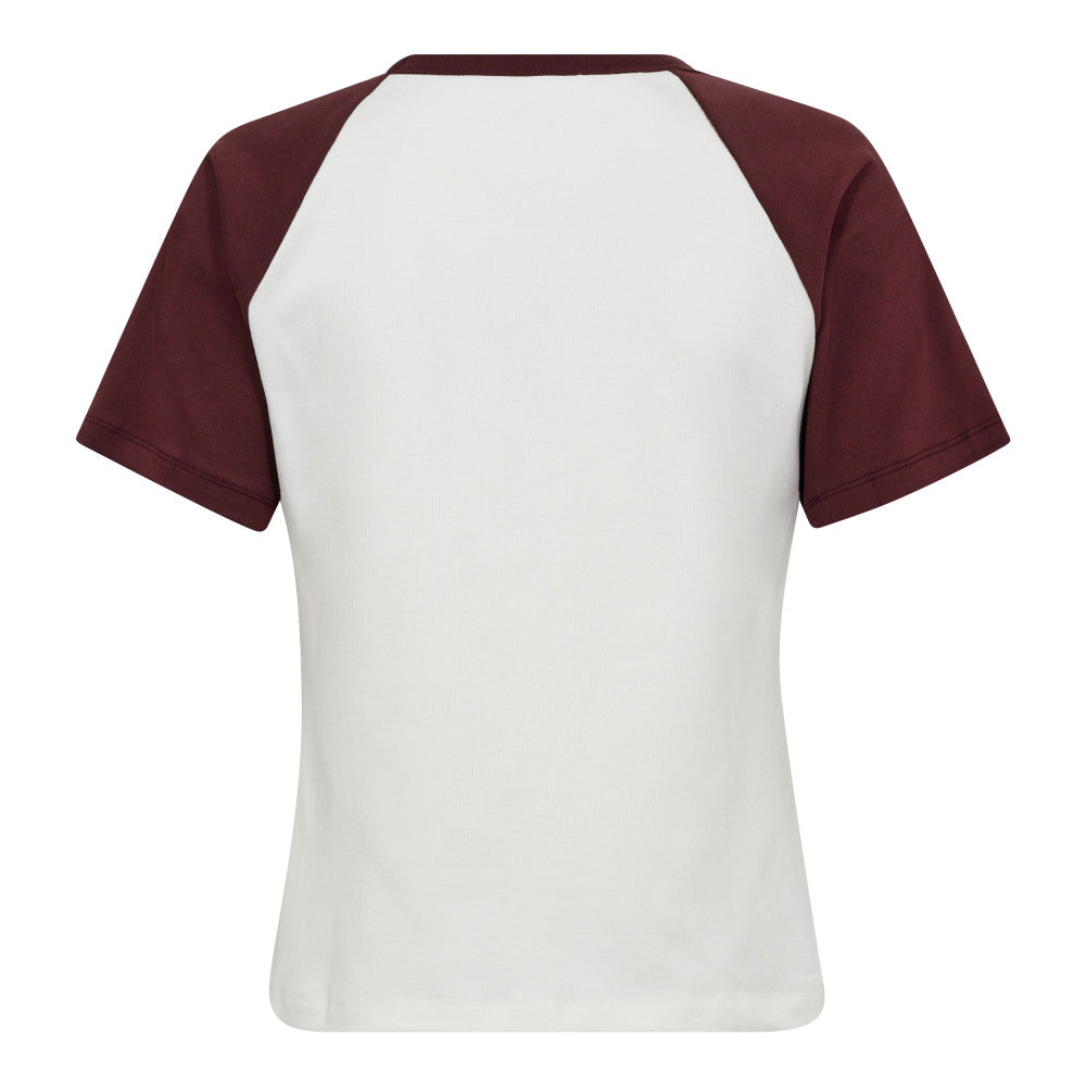 Edgecc Block Tee Offwhite/winered