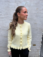 Letty on frill cardigan knit pastel yellow