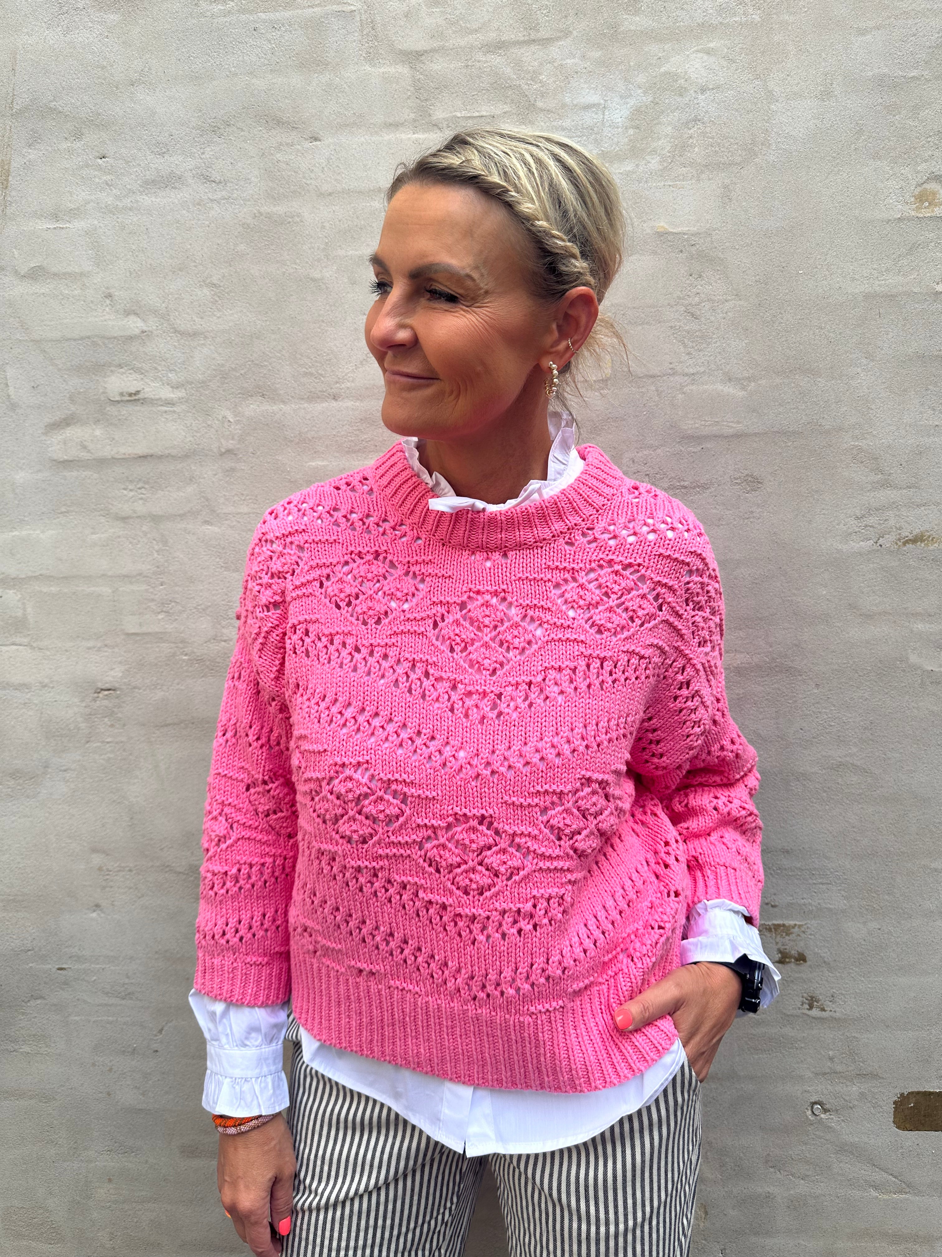 Niana 3/4 o-neck knit pink