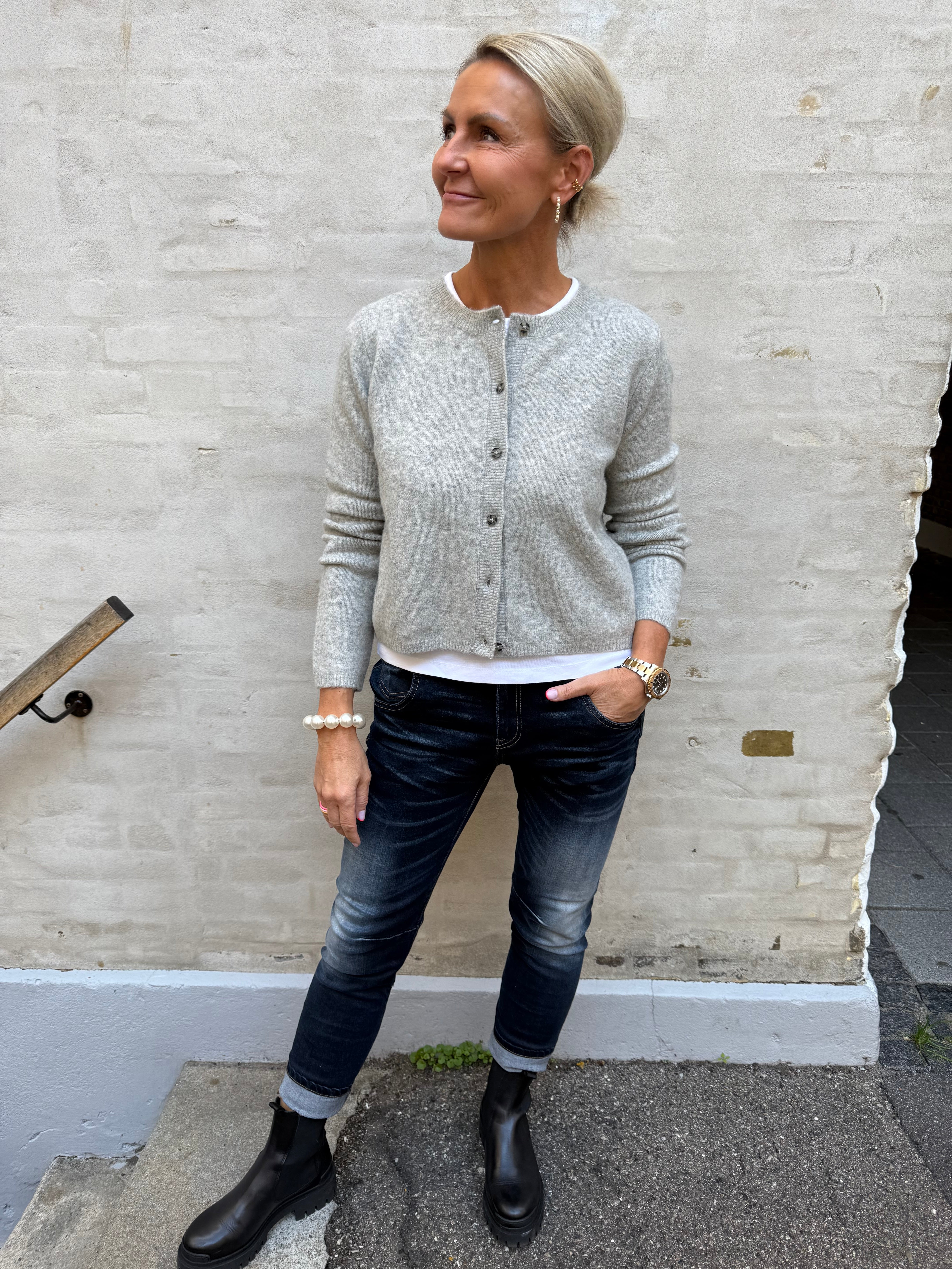 CHLOE LIFE CARDIGAN - Light Grey Melange