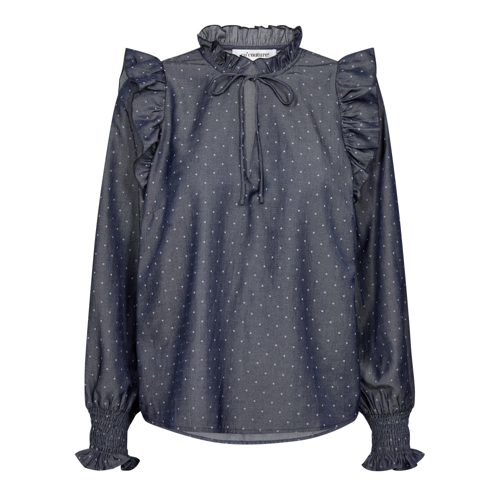 DianaCC Dot frill blouse mid grey